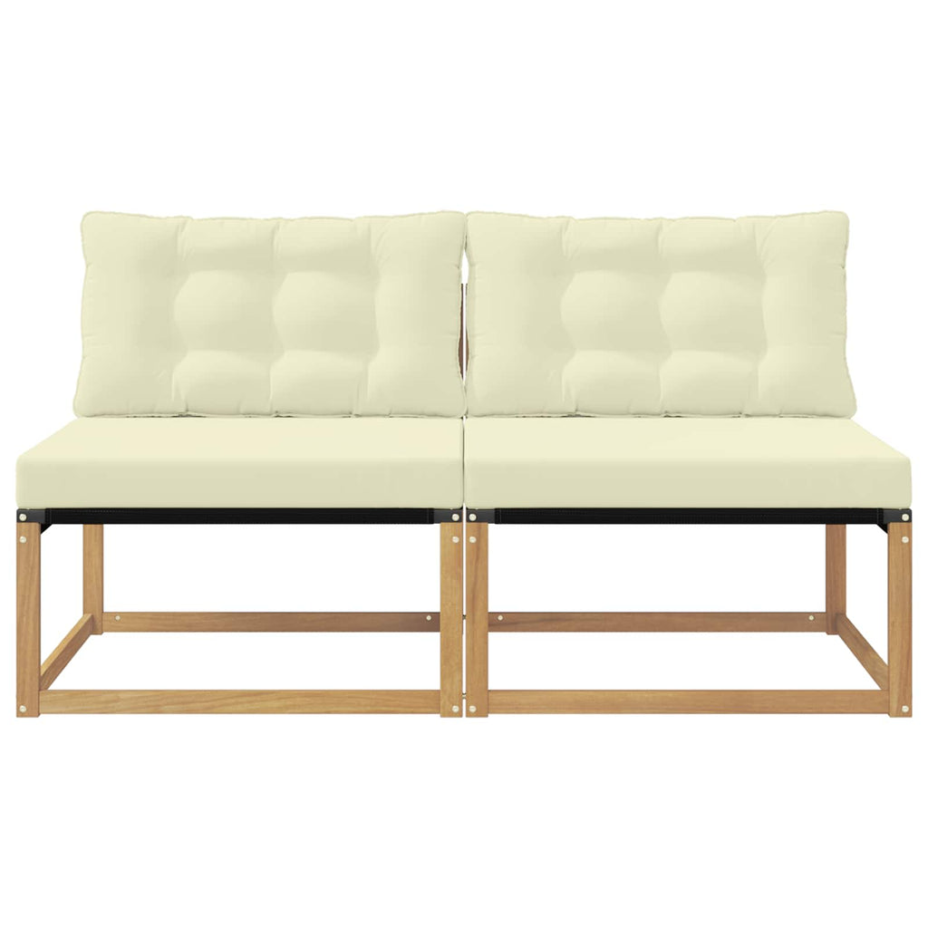 vidaXL Środkowa sofa ogrodowa Drewno akacji i tekstylen Biały