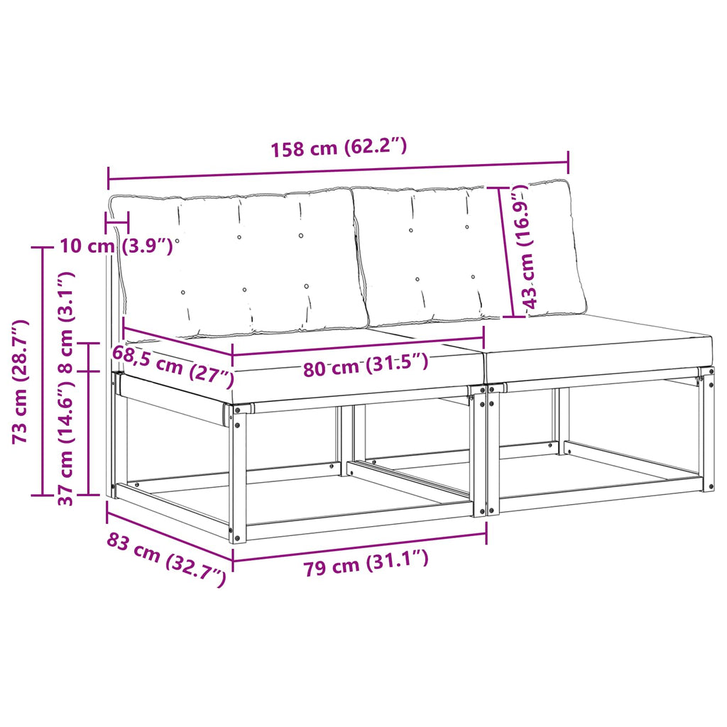vidaXL Środkowa sofa ogrodowa Drewno akacji i tekstylen Biały