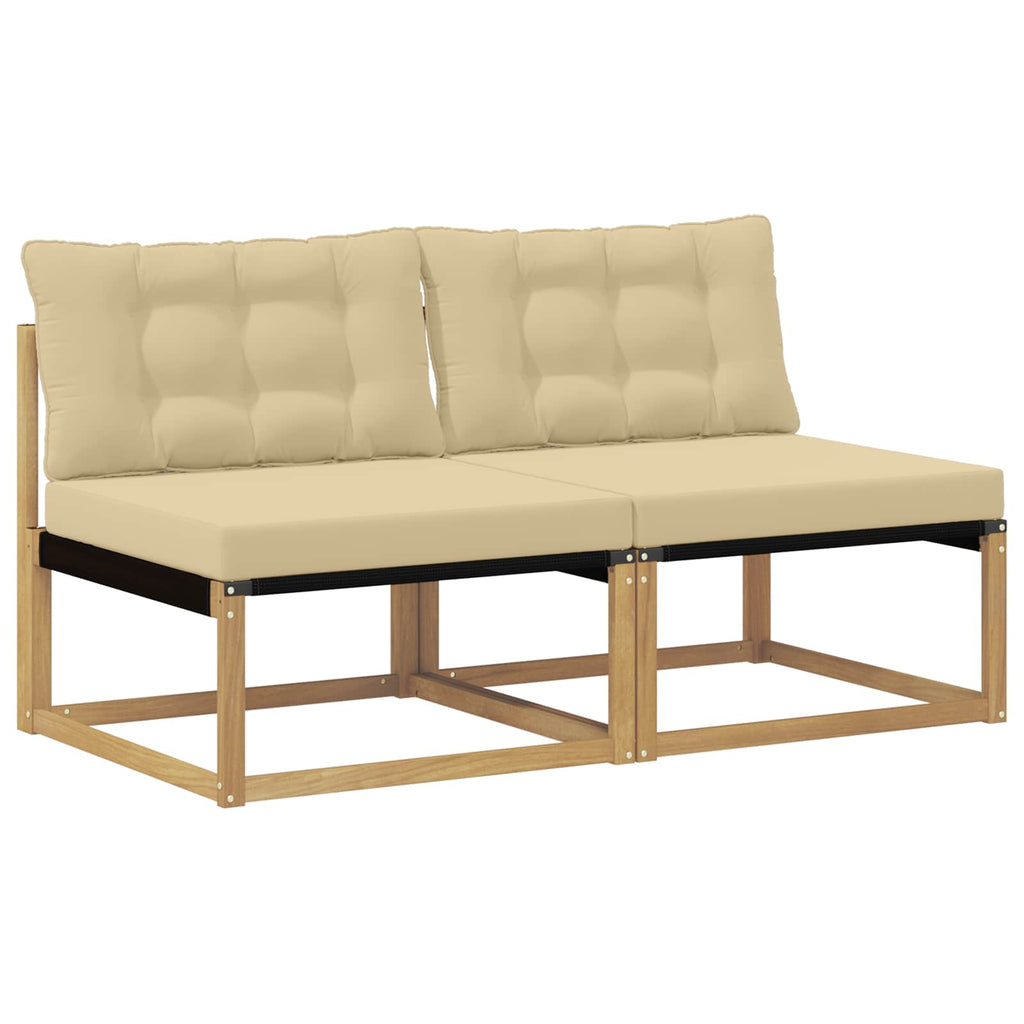 vidaXL Środkowa sofa ogrodowa Drewno akacji i tekstylen Biały