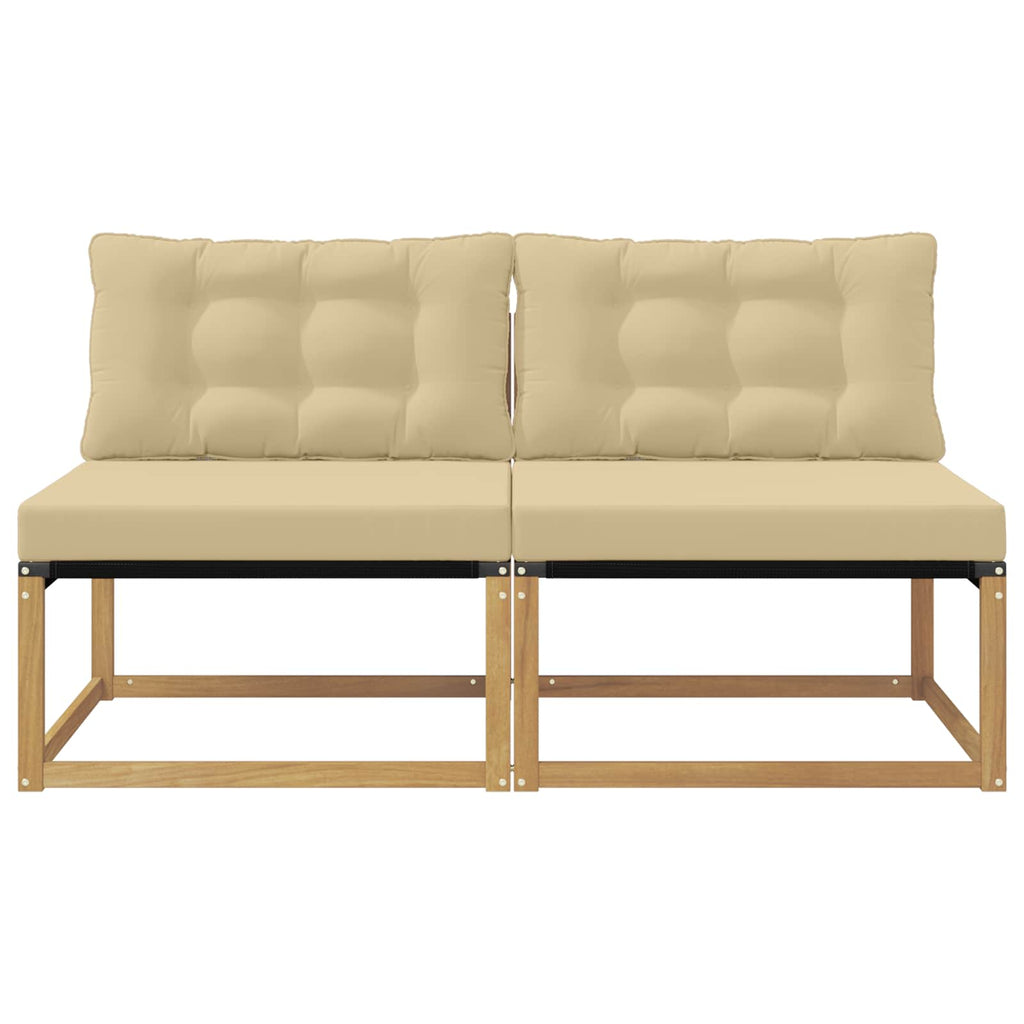 vidaXL Środkowa sofa ogrodowa Drewno akacji i tekstylen Biały