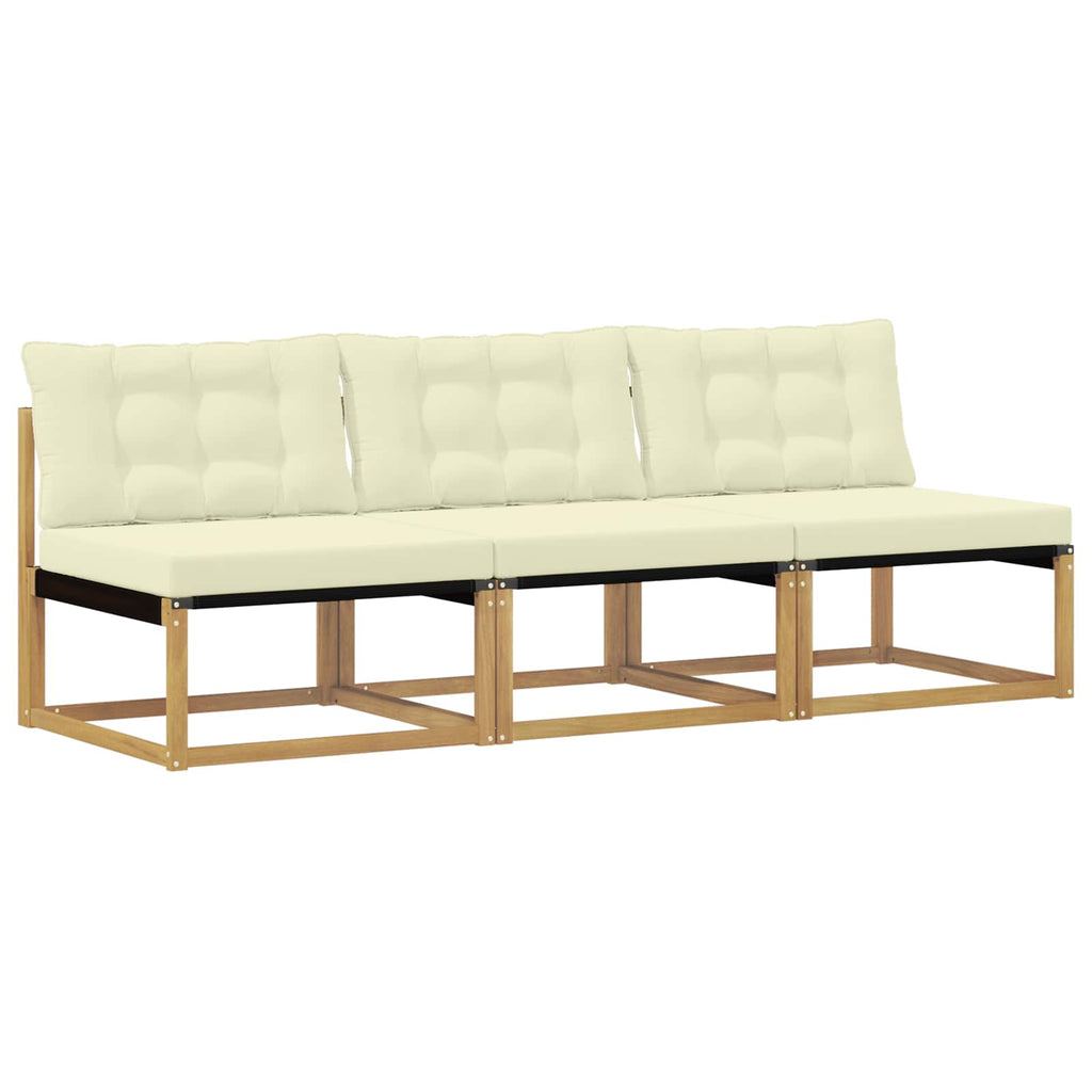 vidaXL Środkowa sofa ogrodowa Drewno akacji i tekstylen Biały