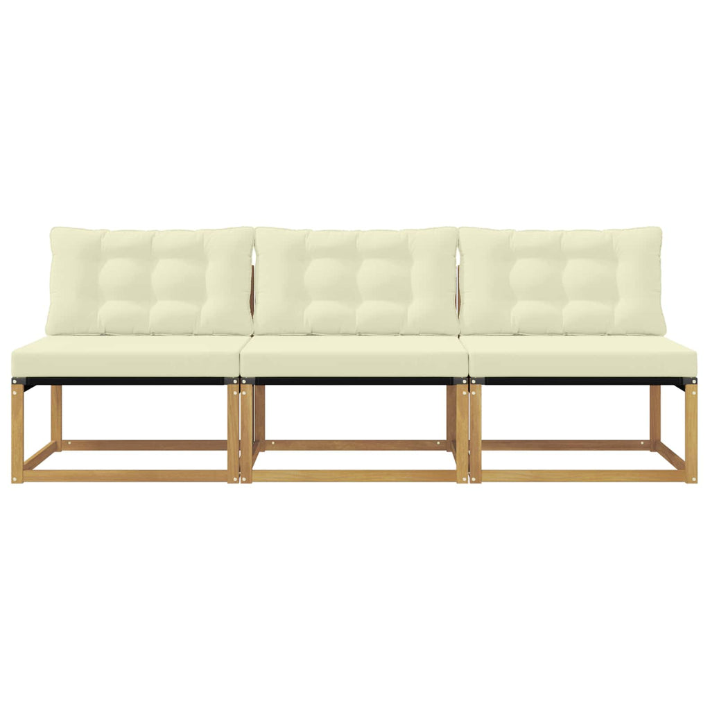 vidaXL Środkowa sofa ogrodowa Drewno akacji i tekstylen Biały