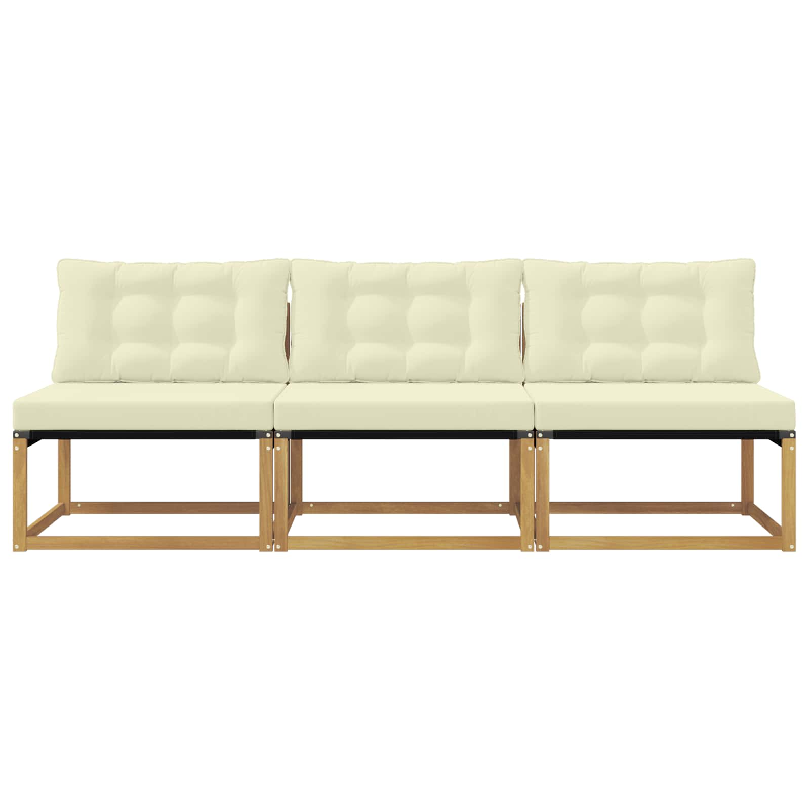 vidaXL Środkowa sofa ogrodowa Drewno akacji i tekstylen Biały