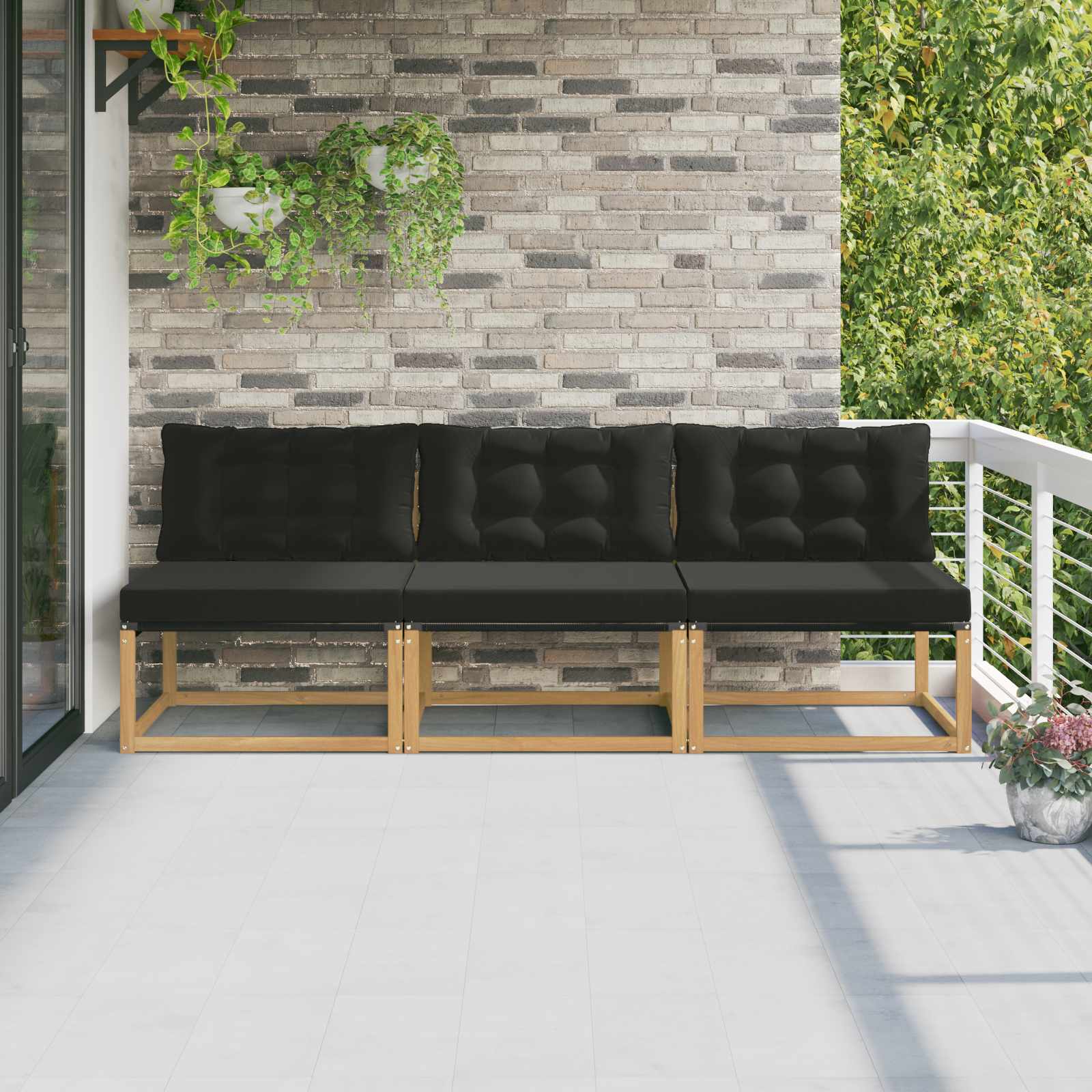 vidaXL Środkowa sofa ogrodowa Drewno akacji i tekstylen Biały