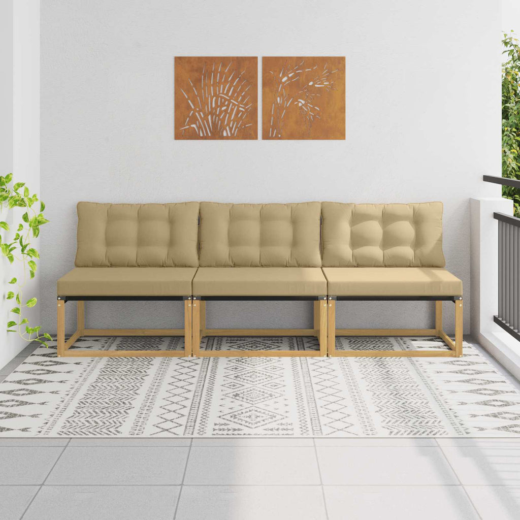 vidaXL Środkowa sofa ogrodowa Drewno akacji i tekstylen Biały