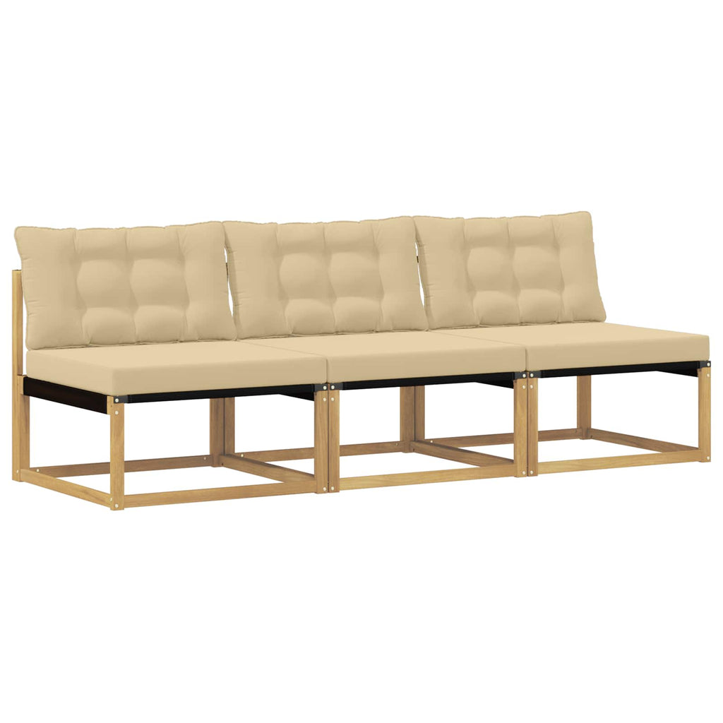vidaXL Środkowa sofa ogrodowa Drewno akacji i tekstylen Biały