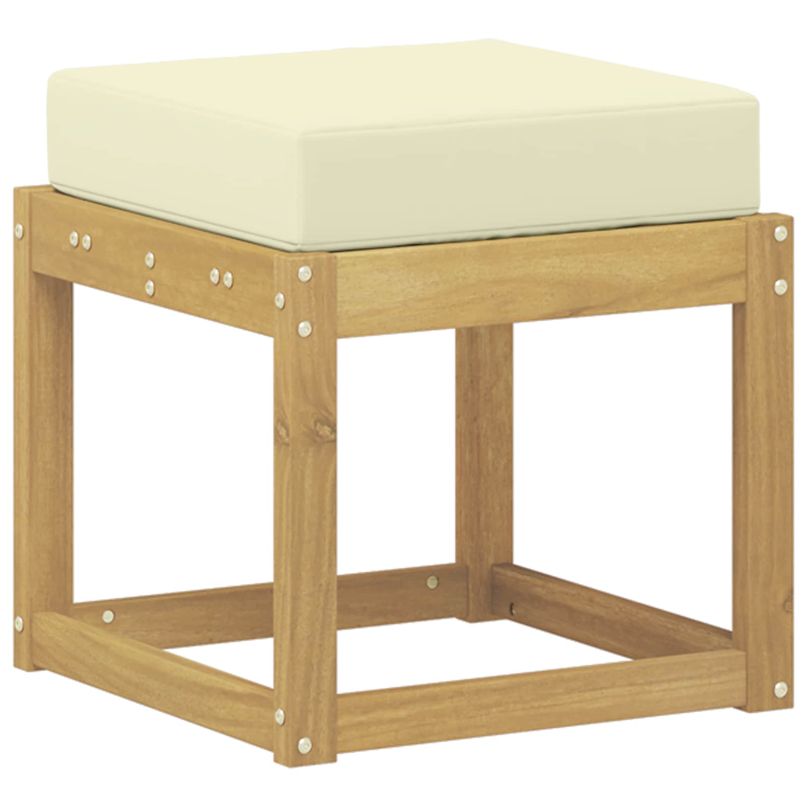 vidaXL Stołek Ławka na Zewnątrz z poduszką Biały 43 x 43 x 45 cm