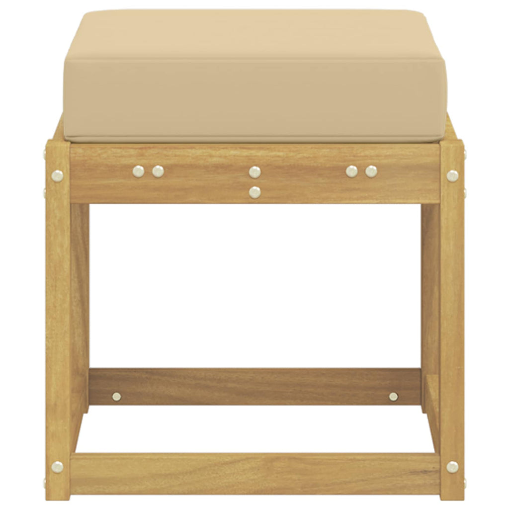 vidaXL Stołek Ławka na Zewnątrz z poduszką Biały 43 x 43 x 45 cm