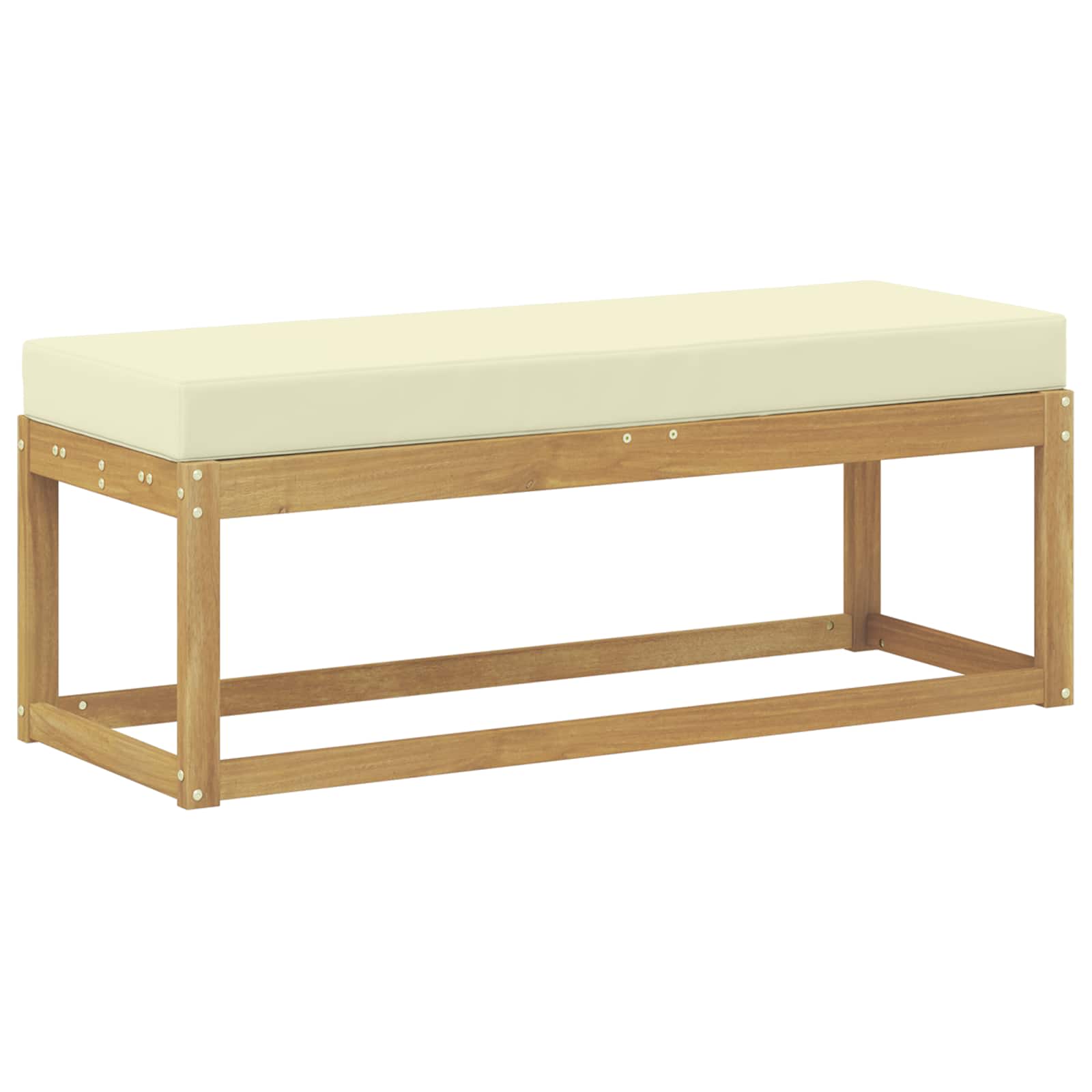 vidaXL Stołek Ławka na Zewnątrz z poduszką Biały 115 x 43 x 45 cm