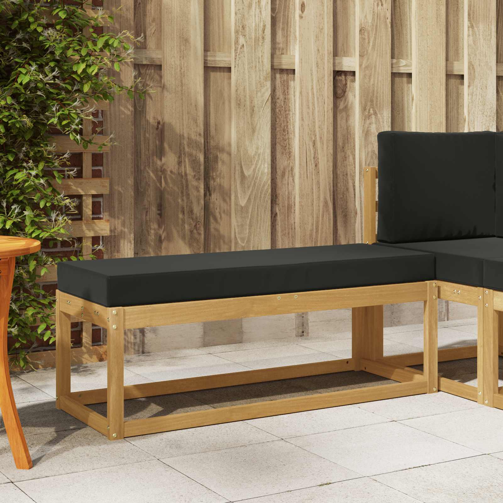 vidaXL Stołek Ławka na Zewnątrz z poduszką Biały 115 x 43 x 45 cm