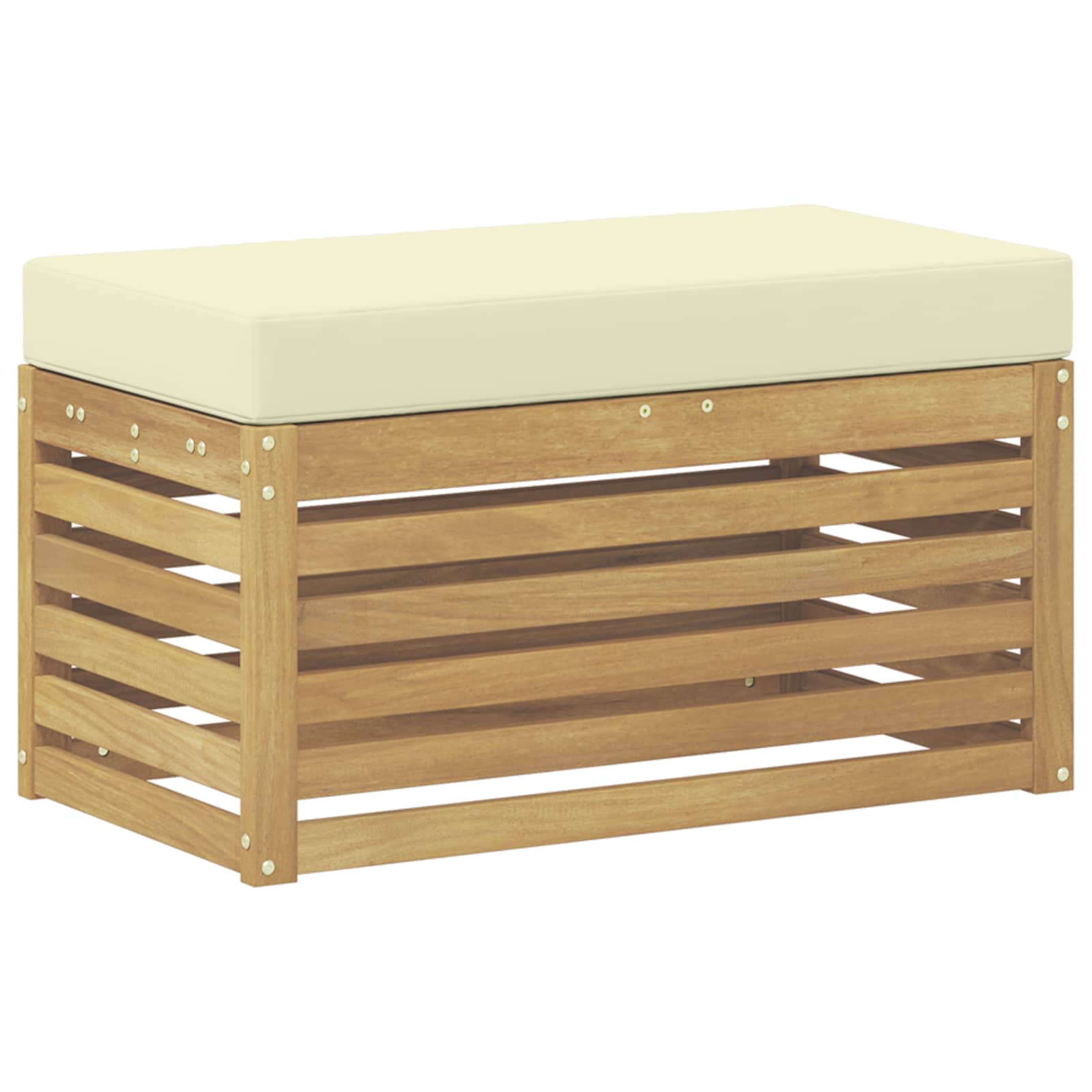 vidaXL Stołek Ławka na Zewnątrz z poduszką Biały 80 x 43 x 45 cm