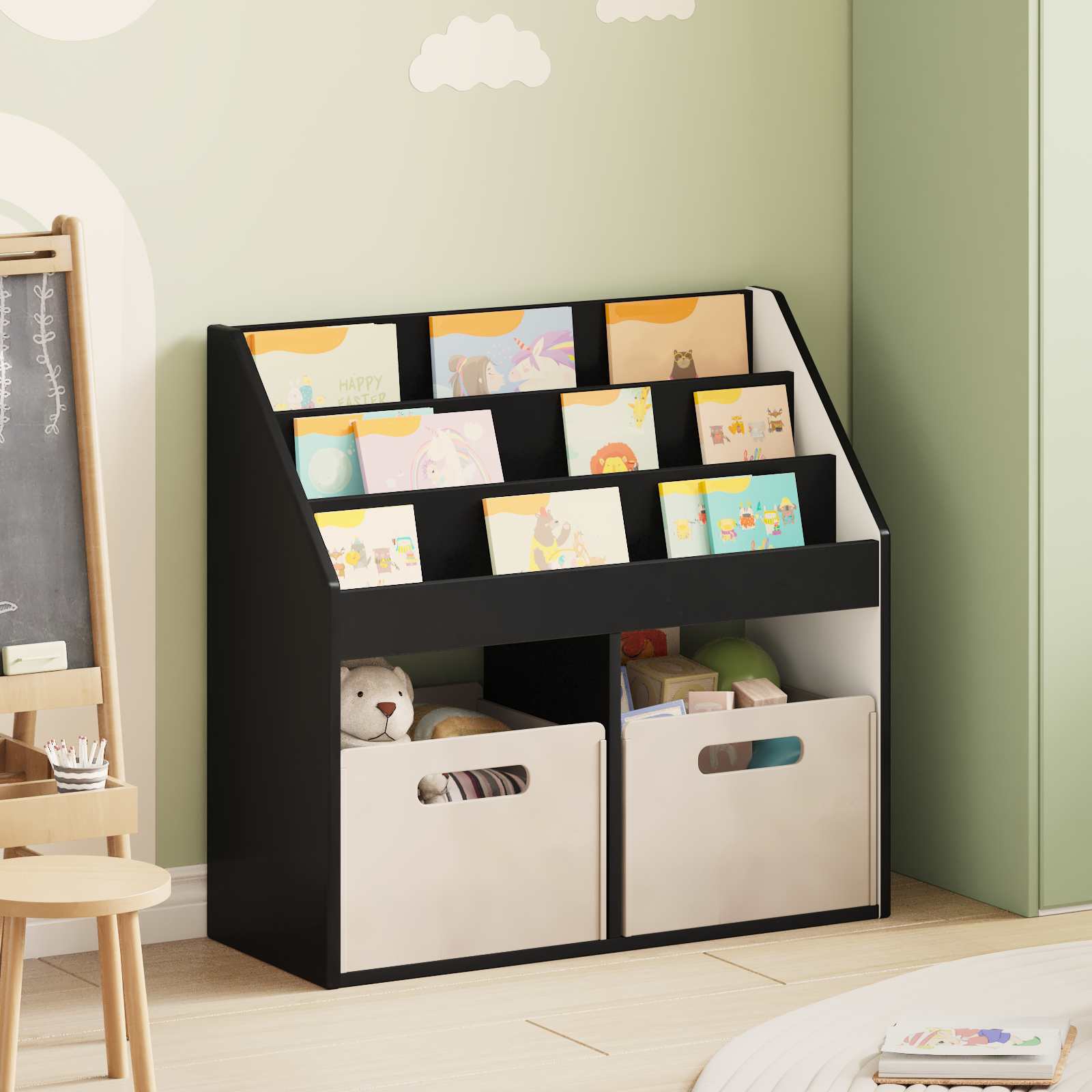 vidaXL Biblioteczka dla dzieci Czarny 72,5 x 29,5 x 69 cm