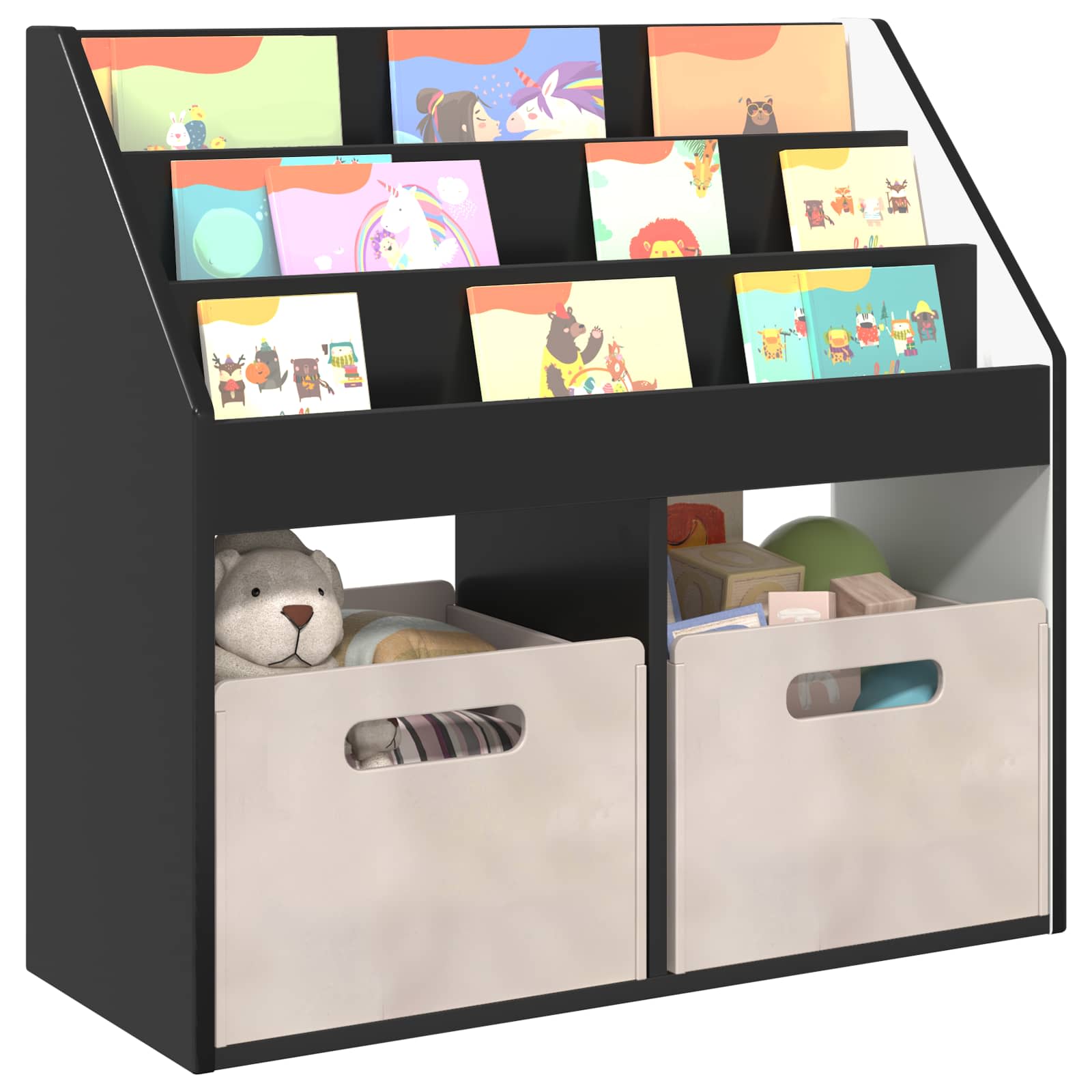 vidaXL Biblioteczka dla dzieci Czarny 72,5 x 29,5 x 69 cm