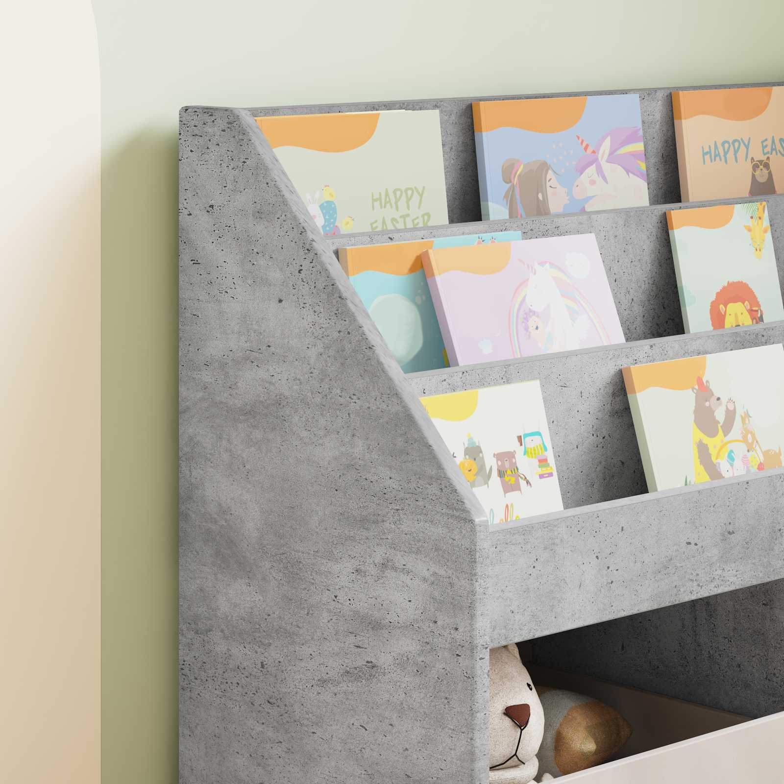 vidaXL Biblioteczka dla dzieci Betonowy szary 72,5 x 29,5 x 69 cm