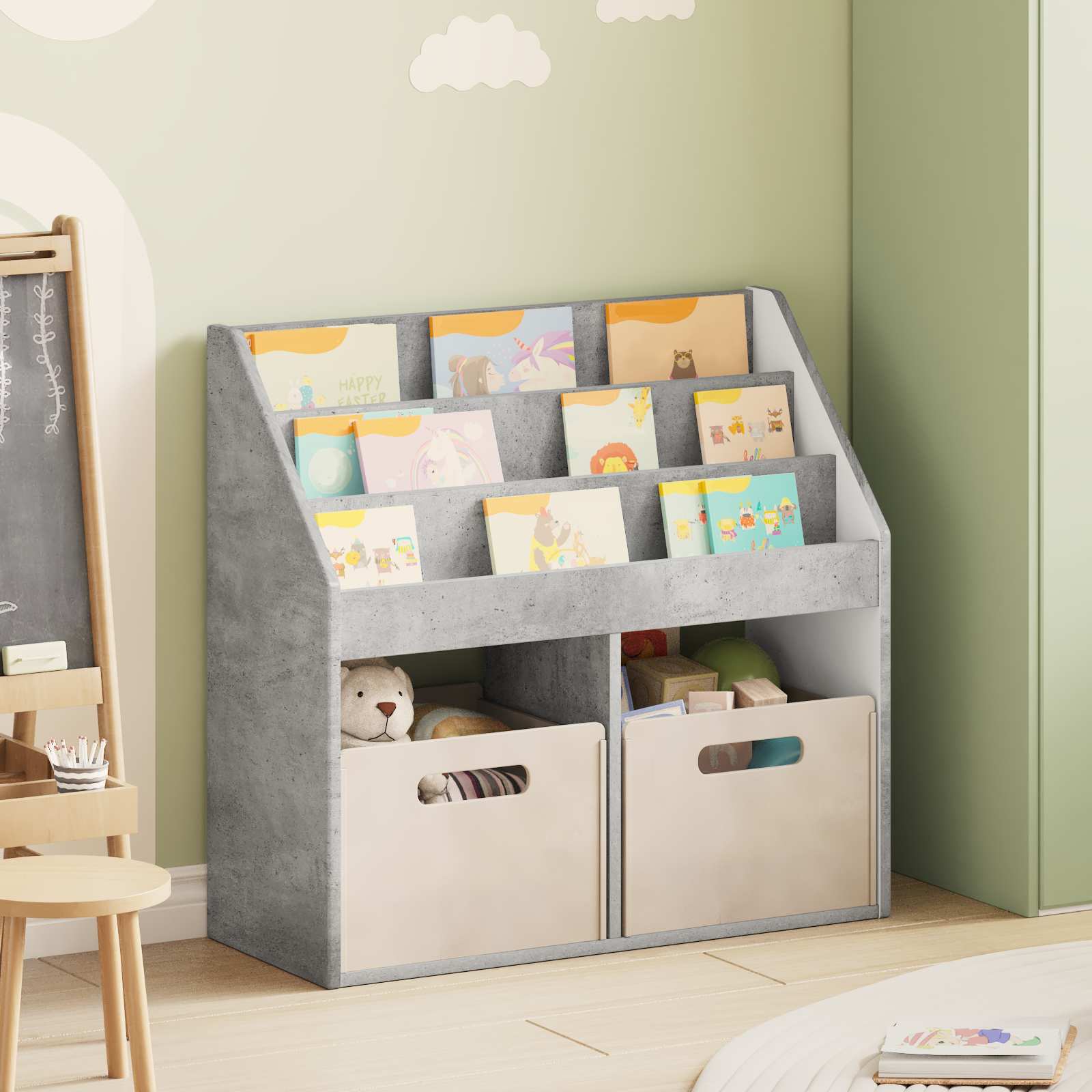 vidaXL Biblioteczka dla dzieci Betonowy szary 72,5 x 29,5 x 69 cm