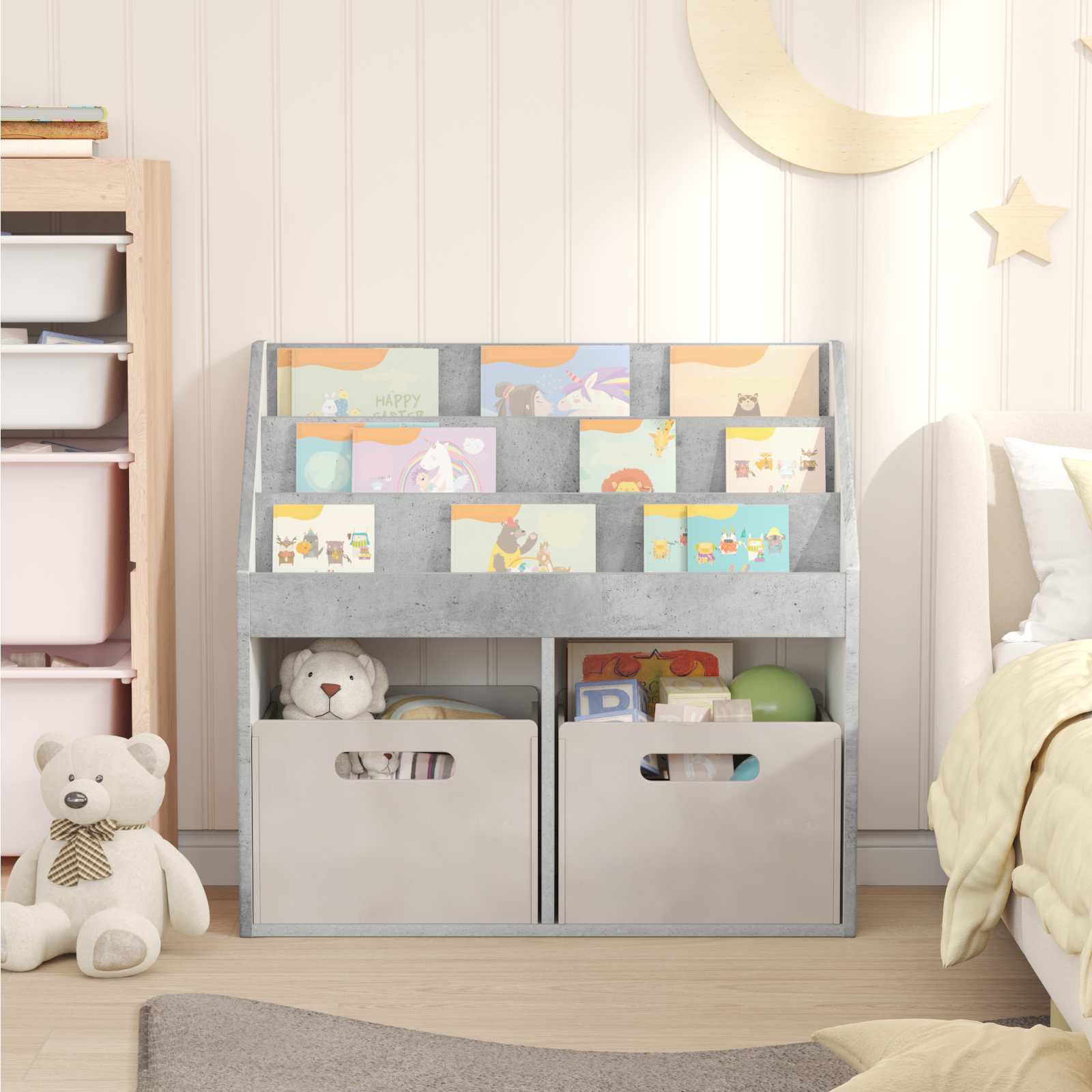 vidaXL Biblioteczka dla dzieci Betonowy szary 72,5 x 29,5 x 69 cm