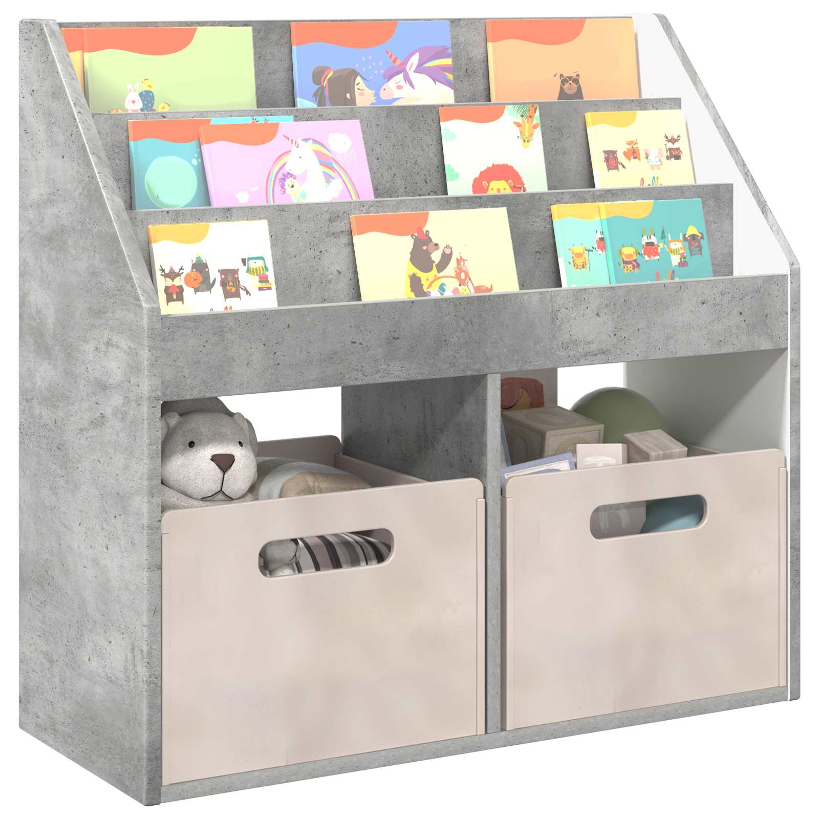 vidaXL Biblioteczka dla dzieci Betonowy szary 72,5 x 29,5 x 69 cm