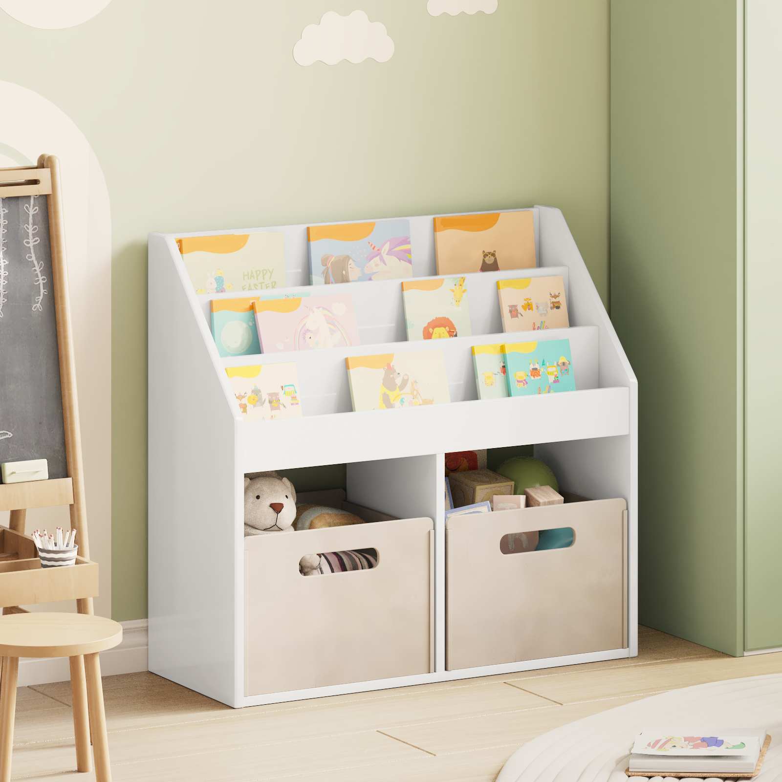 vidaXL Biblioteczka dla dzieci Wysoki połysk biały 72,5 x 29,5 x 69 cm