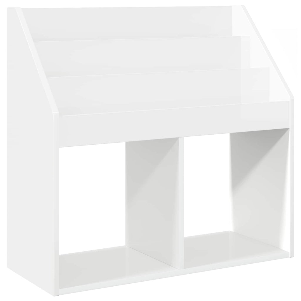 vidaXL Biblioteczka dla dzieci Wysoki połysk biały 72,5 x 29,5 x 69 cm