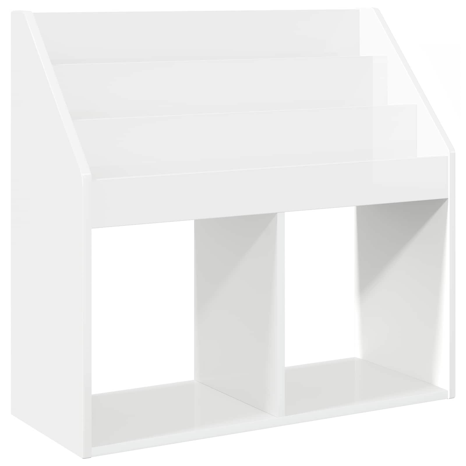 vidaXL Biblioteczka dla dzieci Wysoki połysk biały 72,5 x 29,5 x 69 cm