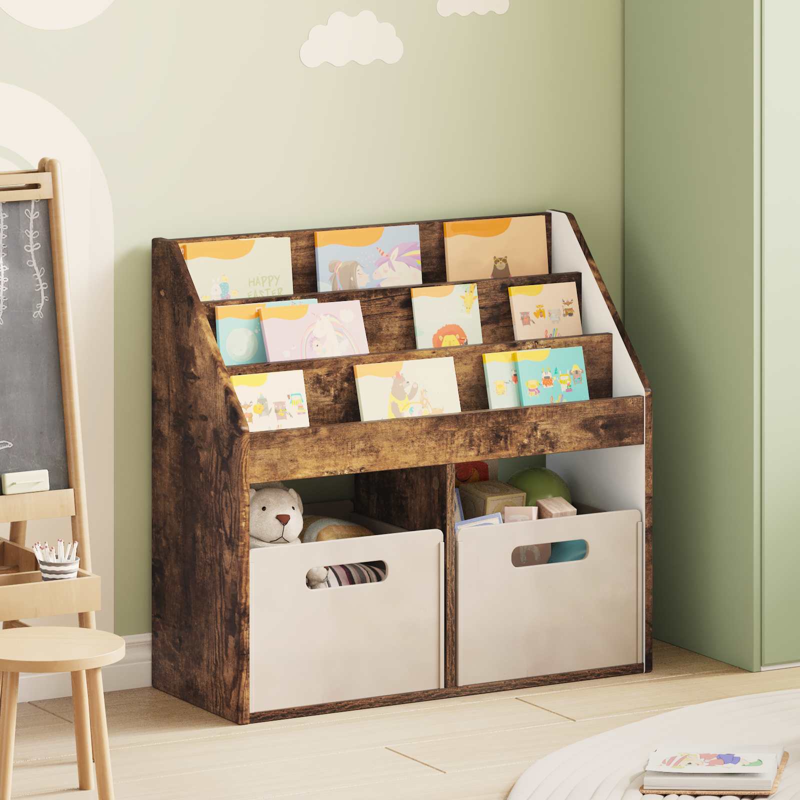 vidaXL Biblioteczka dla dzieci Dąb wędzony 72,5 x 29,5 x 69 cm
