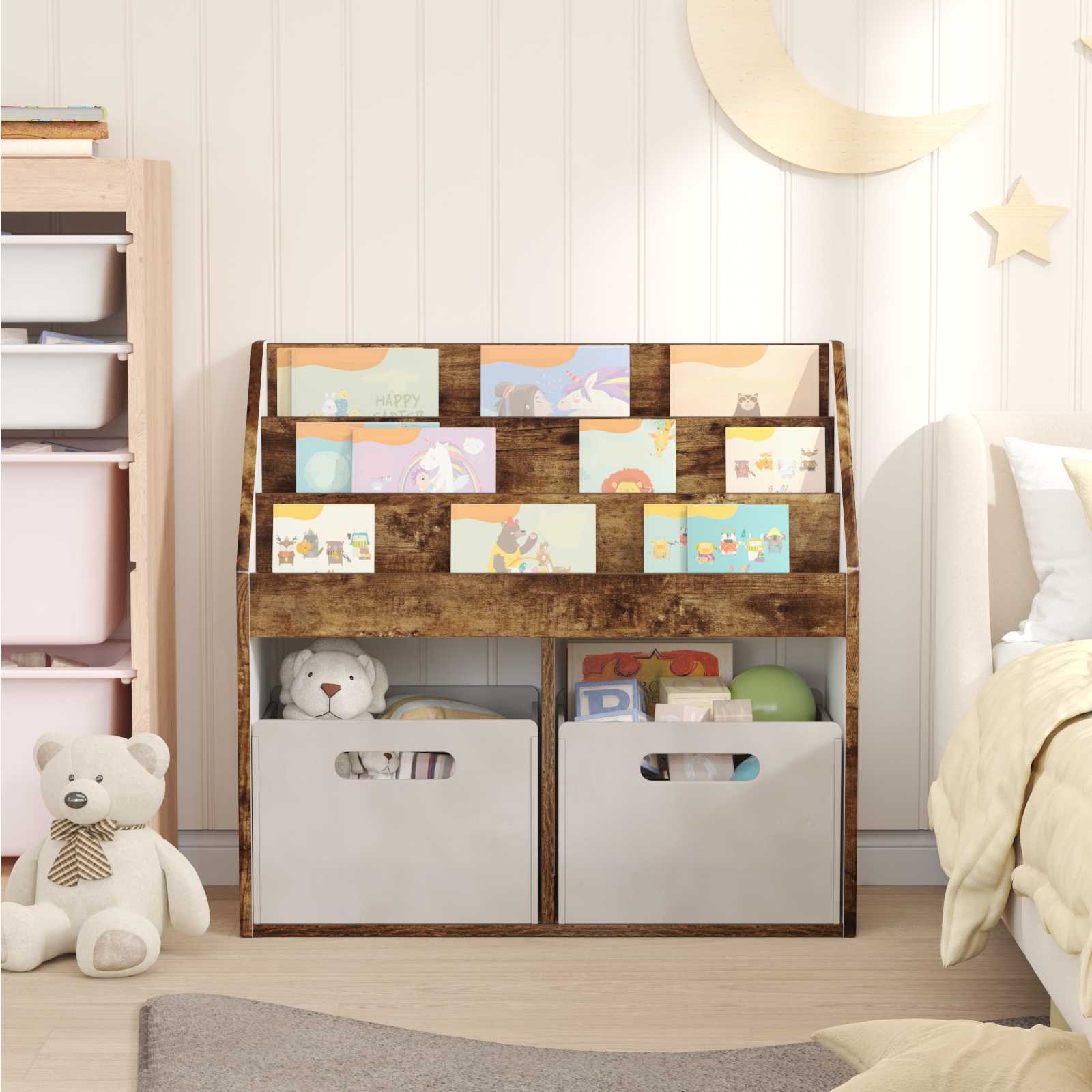 vidaXL Biblioteczka dla dzieci Dąb wędzony 72,5 x 29,5 x 69 cm