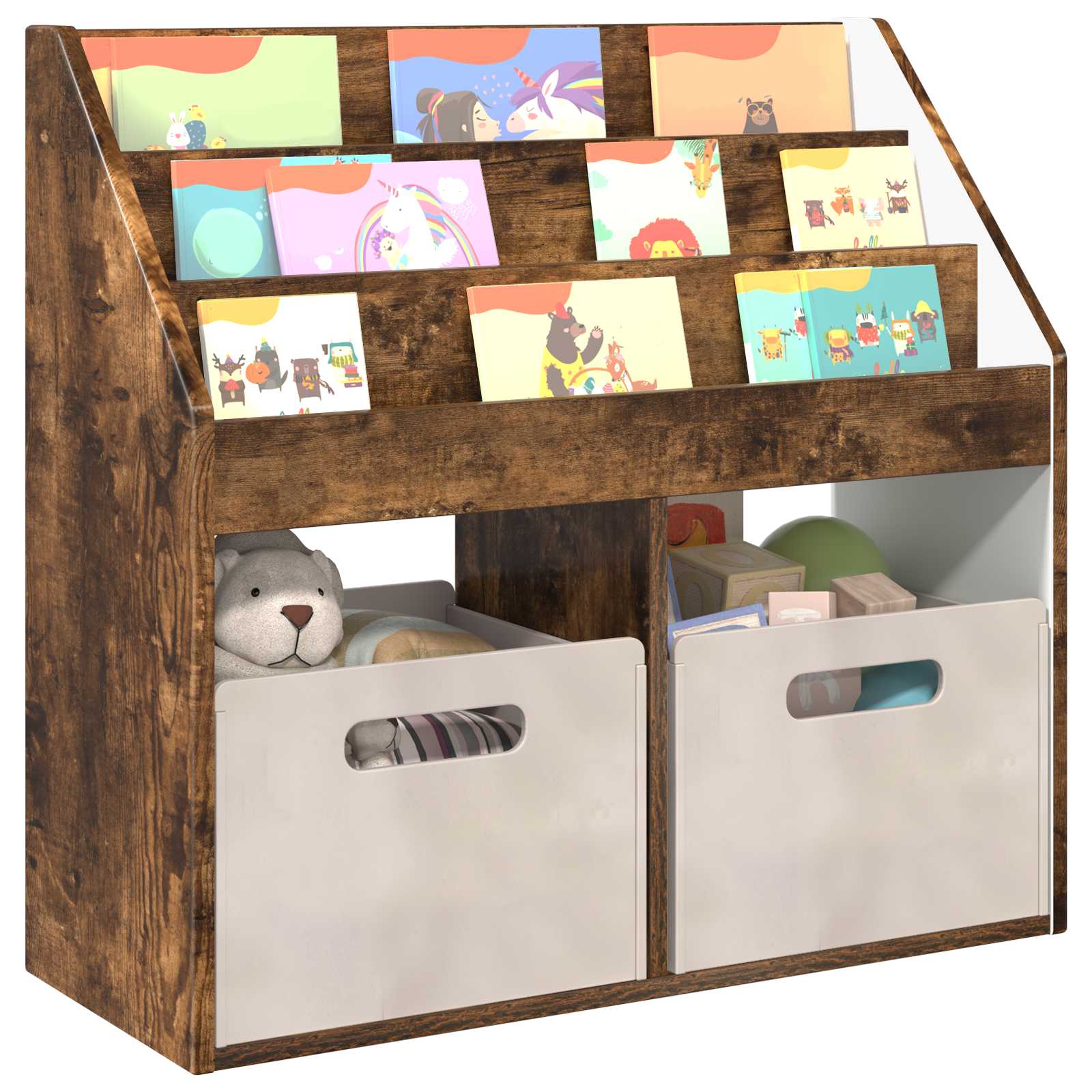 vidaXL Biblioteczka dla dzieci Dąb wędzony 72,5 x 29,5 x 69 cm