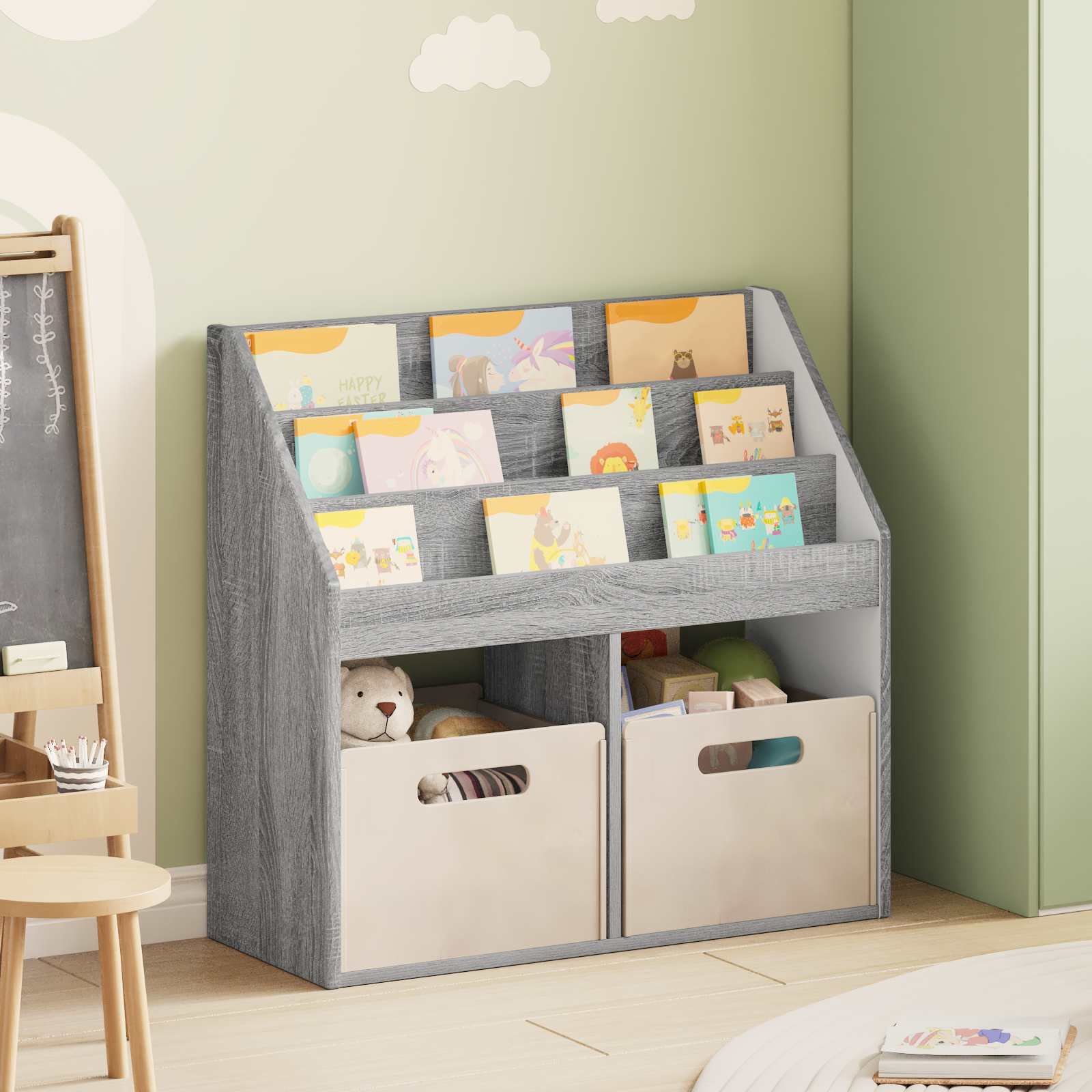 vidaXL Biblioteczka dla dzieci Szary Sonoma 72,5 x 29,5 x 69 cm