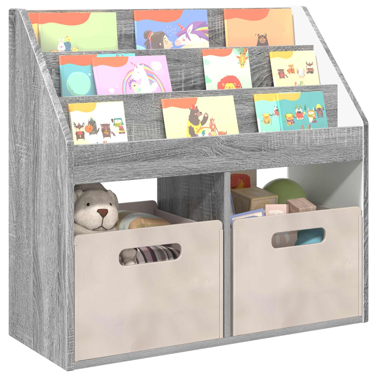 vidaXL Biblioteczka dla dzieci Szary Sonoma 72,5 x 29,5 x 69 cm