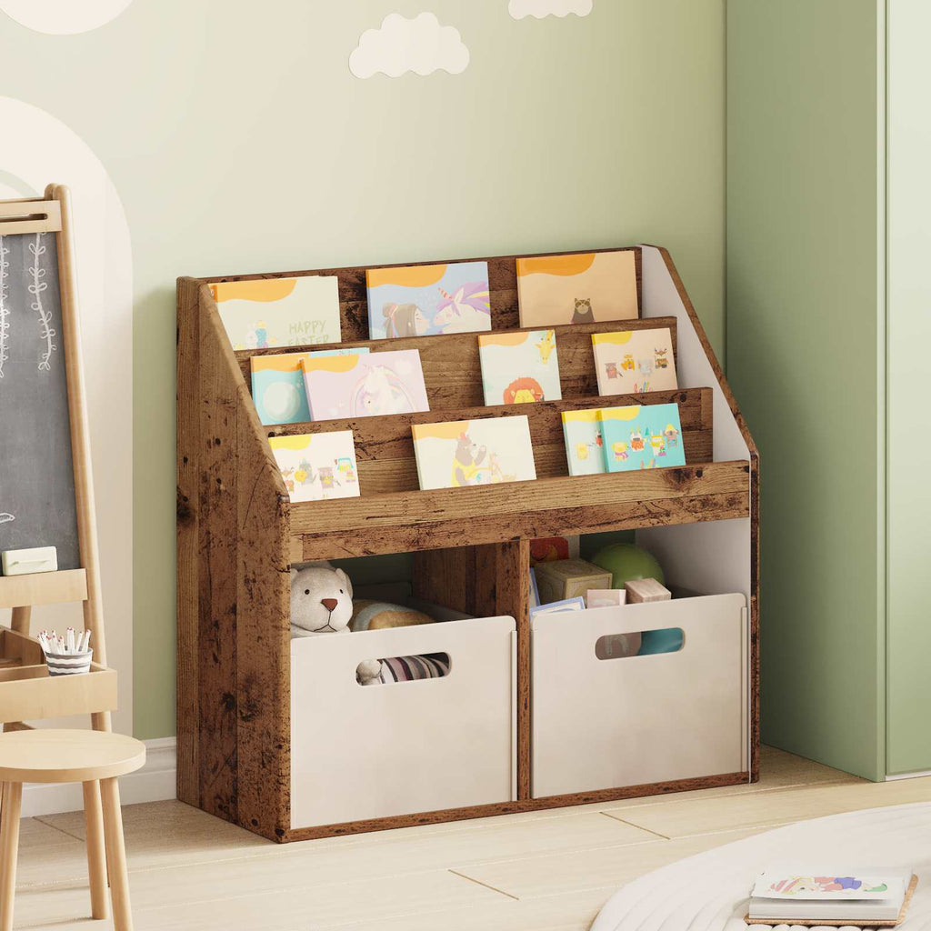vidaXL Biblioteczka dla dzieci Stare drewno 72,5 x 29,5 x 69 cm
