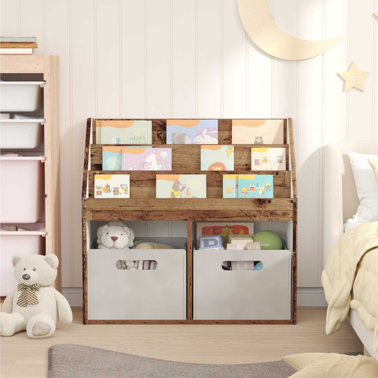 vidaXL Biblioteczka dla dzieci Stare drewno 72,5 x 29,5 x 69 cm