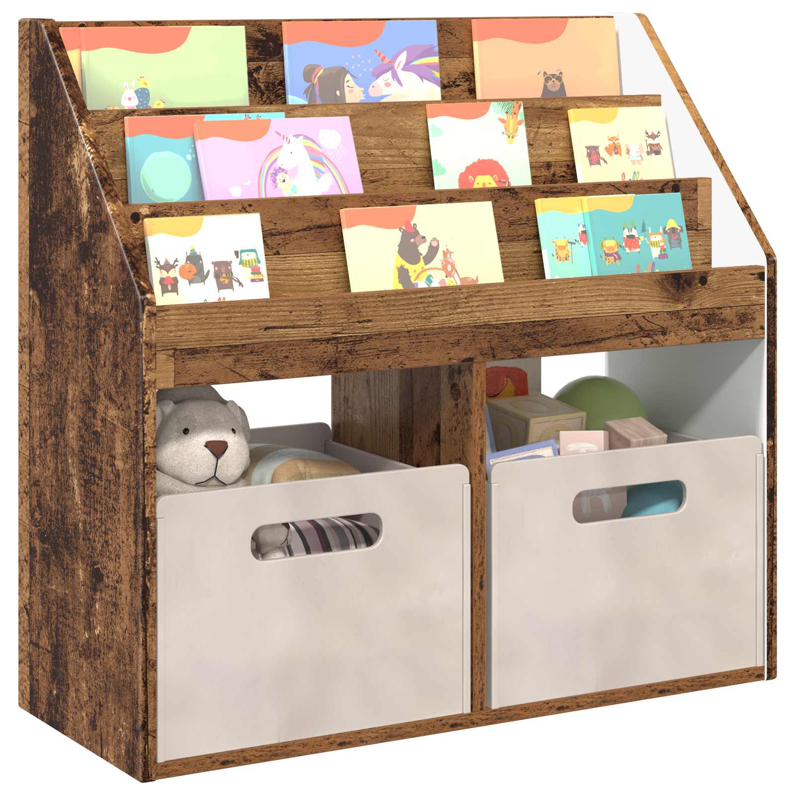 vidaXL Biblioteczka dla dzieci Stare drewno 72,5 x 29,5 x 69 cm