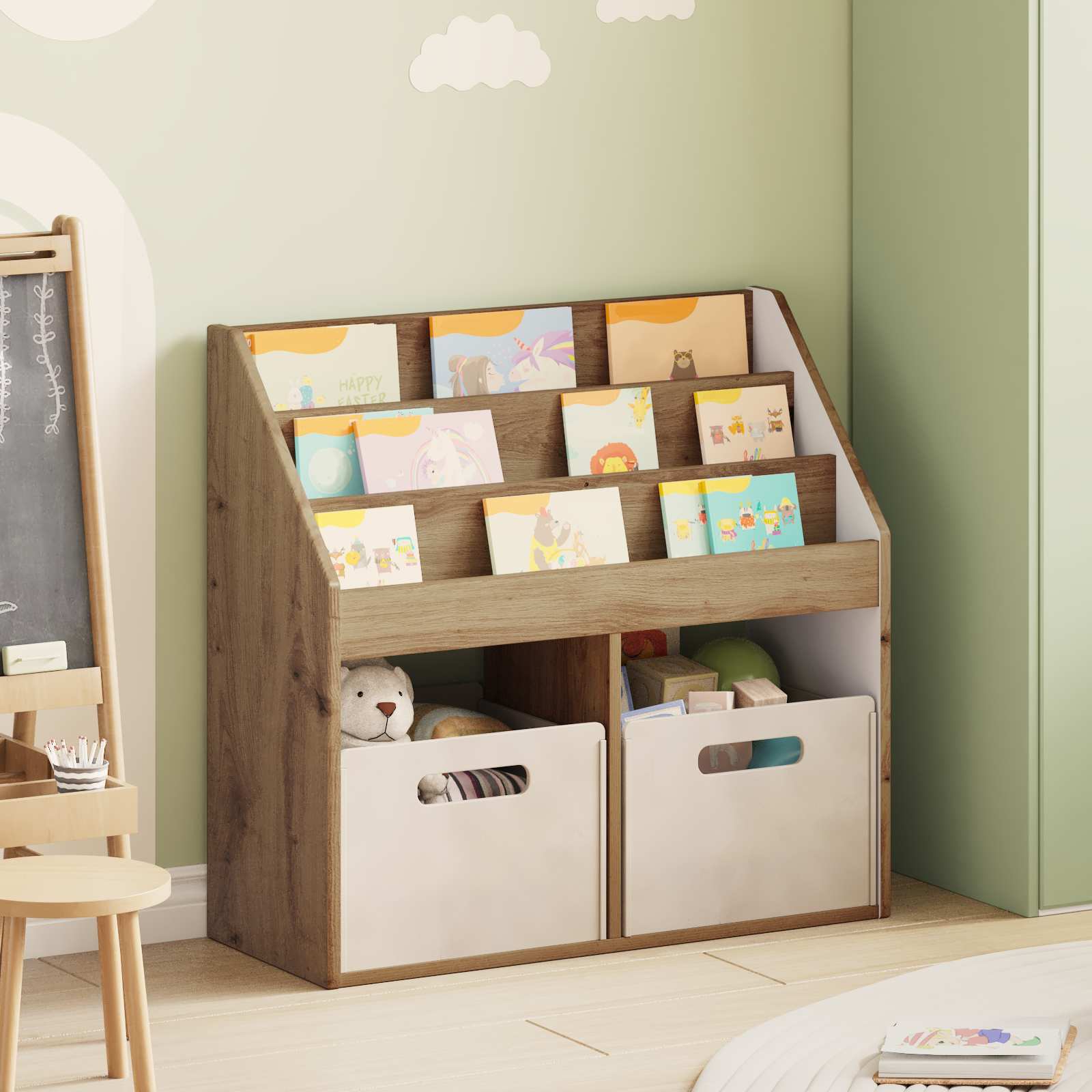 vidaXL Biblioteczka dla dzieci Dąb rzemieślniczy 72,5 x 29,5 x 69 cm