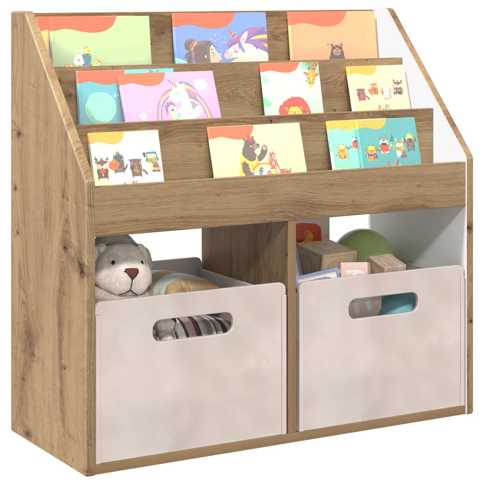 vidaXL Biblioteczka dla dzieci Dąb rzemieślniczy 72,5 x 29,5 x 69 cm