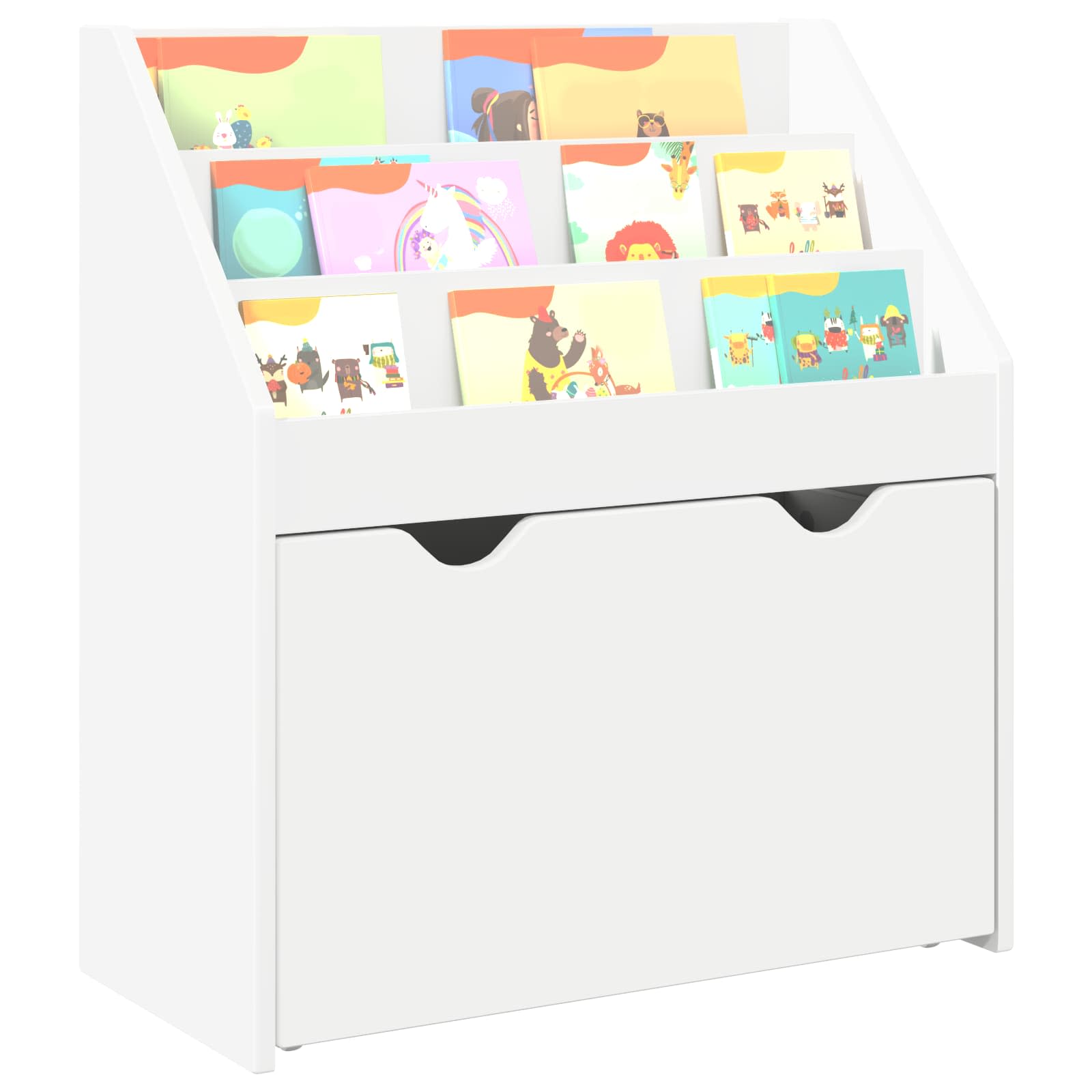 vidaXL Biblioteczka dla dzieci z szufladą Biały 60 x 29,5 x 69 cm