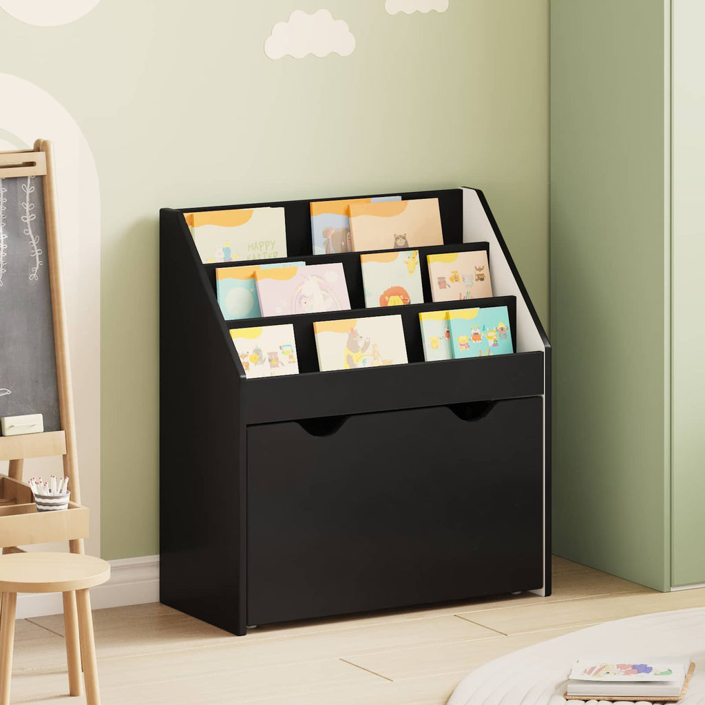 vidaXL Biblioteczka dla dzieci z szufladą Czarny 60 x 29,5 x 69 cm