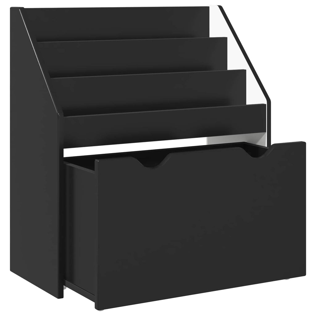 vidaXL Biblioteczka dla dzieci z szufladą Czarny 60 x 29,5 x 69 cm