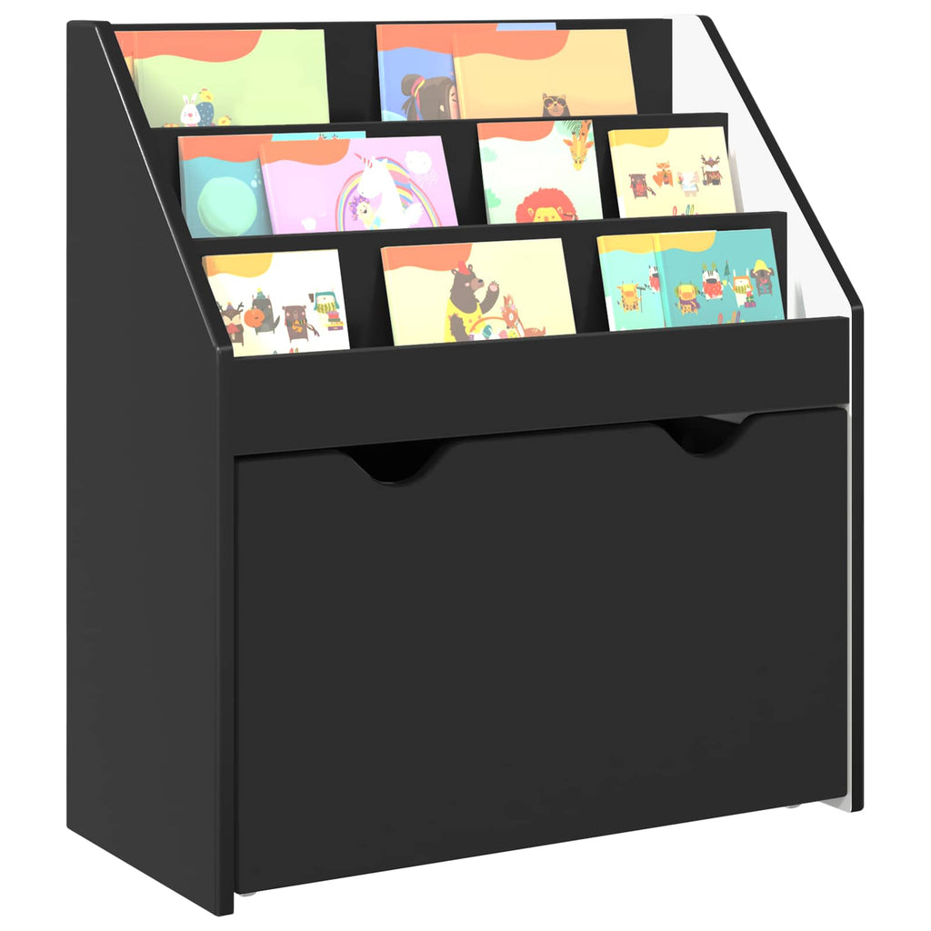 vidaXL Biblioteczka dla dzieci z szufladą Czarny 60 x 29,5 x 69 cm