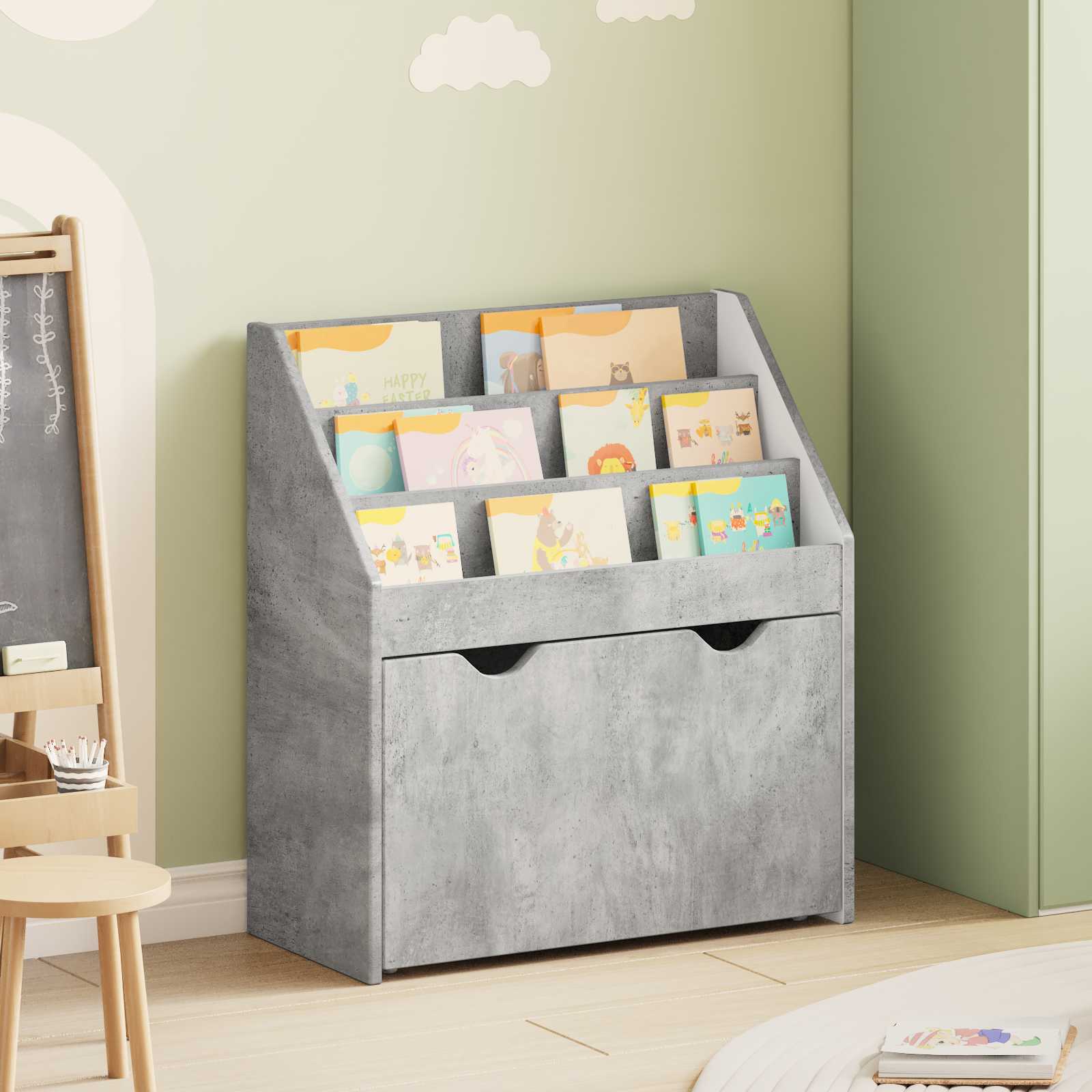 vidaXL Biblioteczka dla dzieci Betonowy szary 60 x 29,5 x 69 cm
