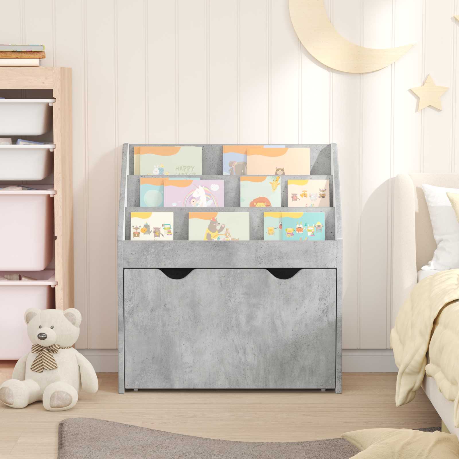 vidaXL Biblioteczka dla dzieci Betonowy szary 60 x 29,5 x 69 cm