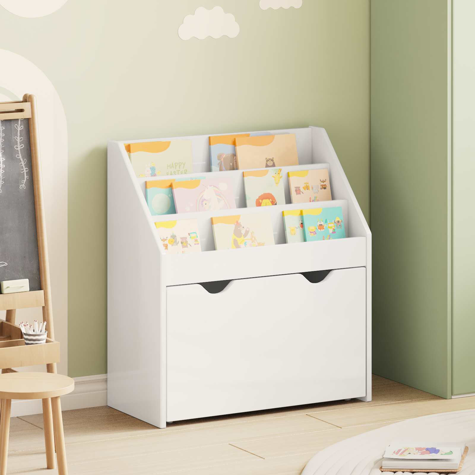 vidaXL Biblioteczka dla dzieci Wysoki połysk biały 60 x 29,5 x 69 cm