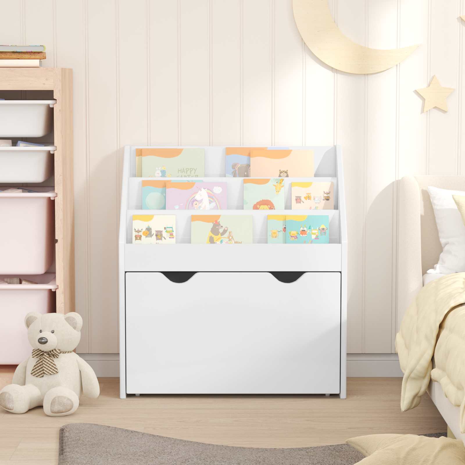 vidaXL Biblioteczka dla dzieci Wysoki połysk biały 60 x 29,5 x 69 cm