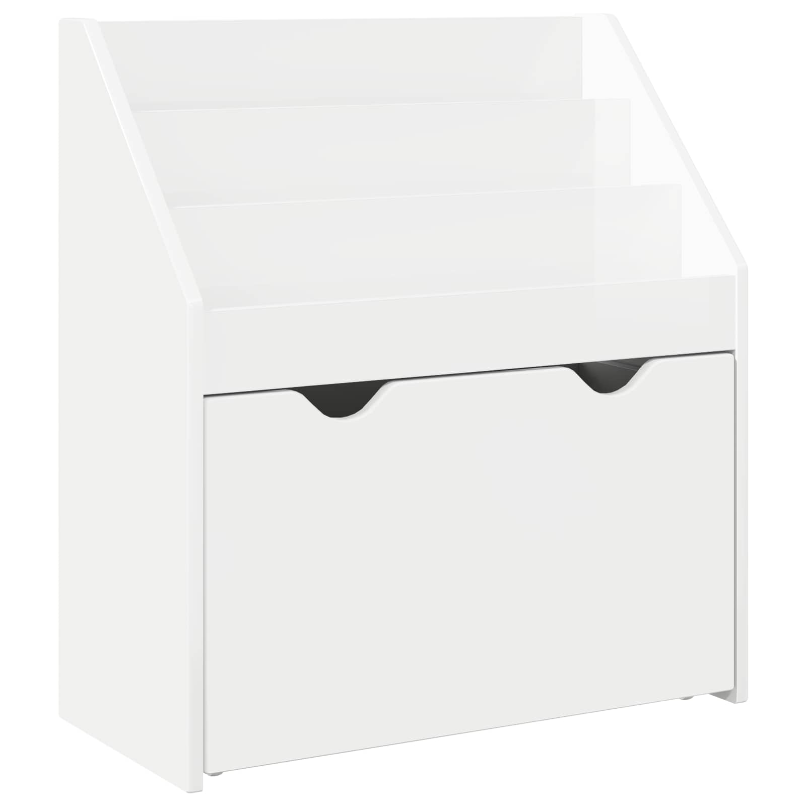 vidaXL Biblioteczka dla dzieci Wysoki połysk biały 60 x 29,5 x 69 cm