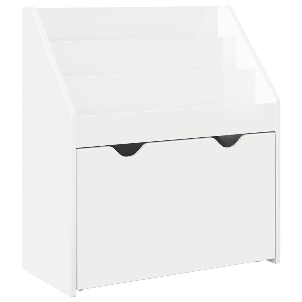 vidaXL Biblioteczka dla dzieci Wysoki połysk biały 60 x 29,5 x 69 cm