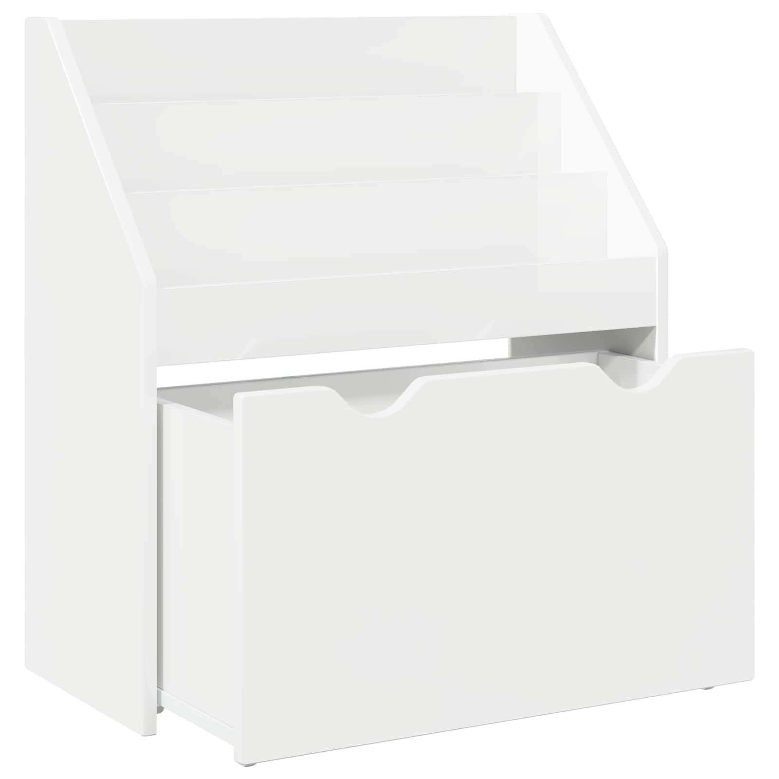 vidaXL Biblioteczka dla dzieci Wysoki połysk biały 60 x 29,5 x 69 cm