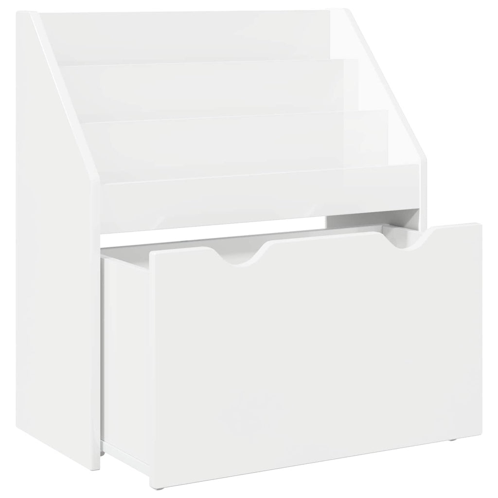 vidaXL Biblioteczka dla dzieci Wysoki połysk biały 60 x 29,5 x 69 cm