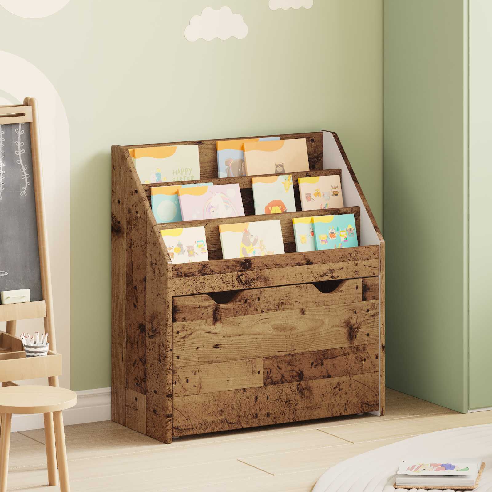 vidaXL Biblioteczka dla dzieci Stare drewno 60 x 29,5 x 69 cm