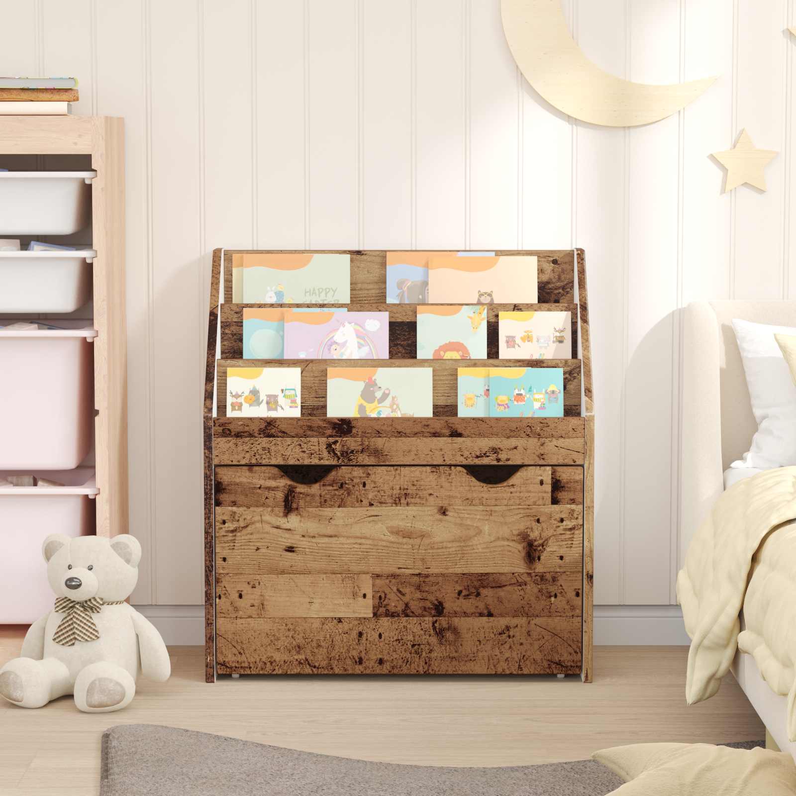 vidaXL Biblioteczka dla dzieci Stare drewno 60 x 29,5 x 69 cm