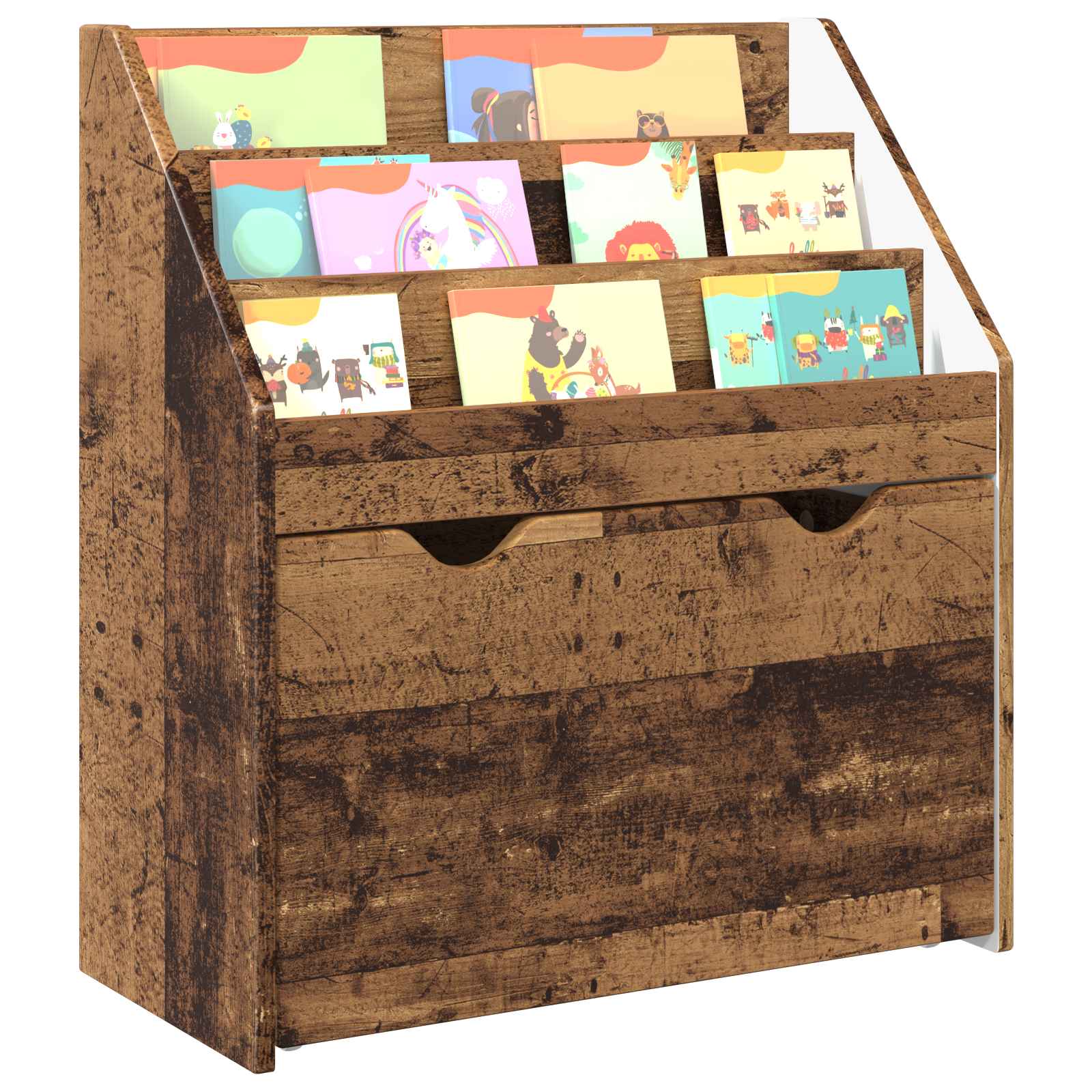 vidaXL Biblioteczka dla dzieci Stare drewno 60 x 29,5 x 69 cm