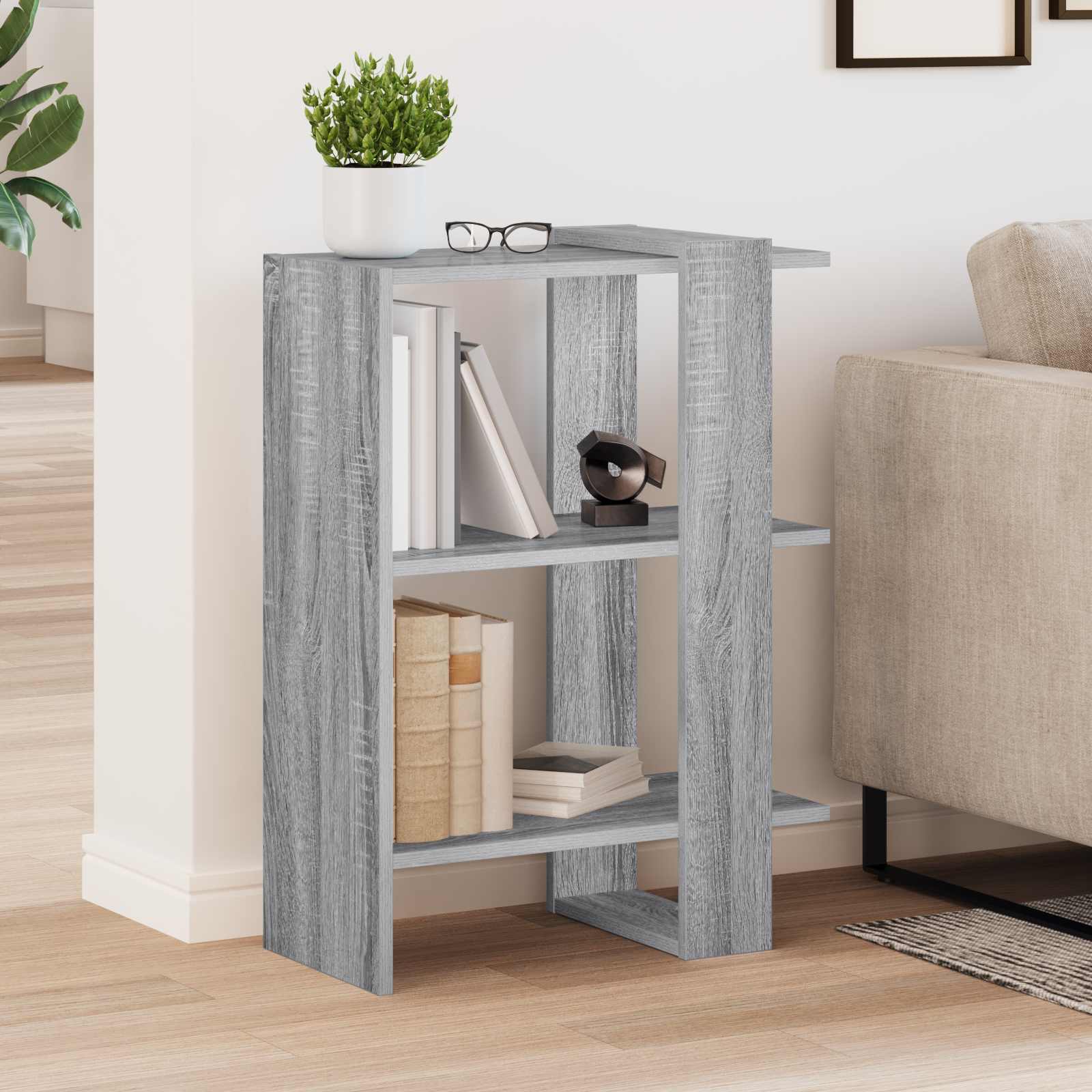 vidaXL Półka na książki Szary Sonoma 52 x 25 x 71,5 cm